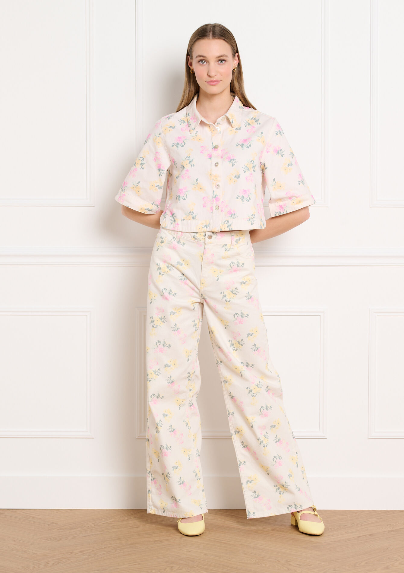 Wijde bedrukte broek - OFFWHITE - 06004707_1001