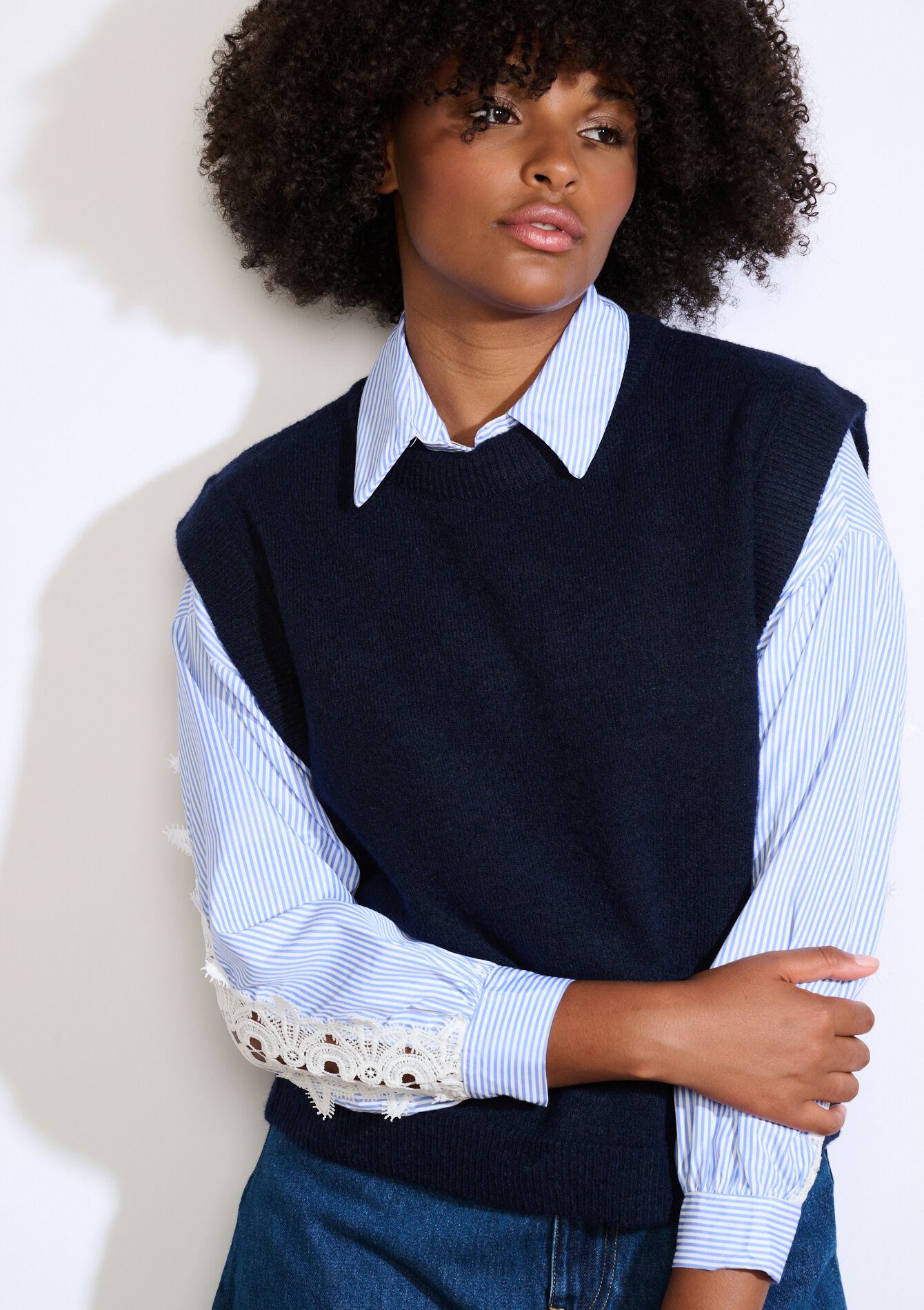 Sleeveless knit vest, Sleeveless knit vest - BEIGE CHINE - 04006912