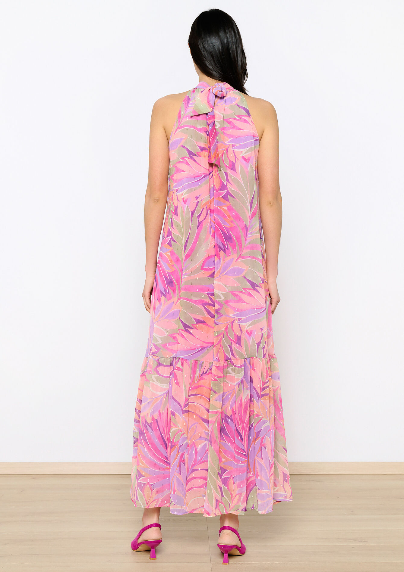 Halterjurk met bladerprint, Halterjurk met bladerprint - LILAC BRIGHT - 08103527