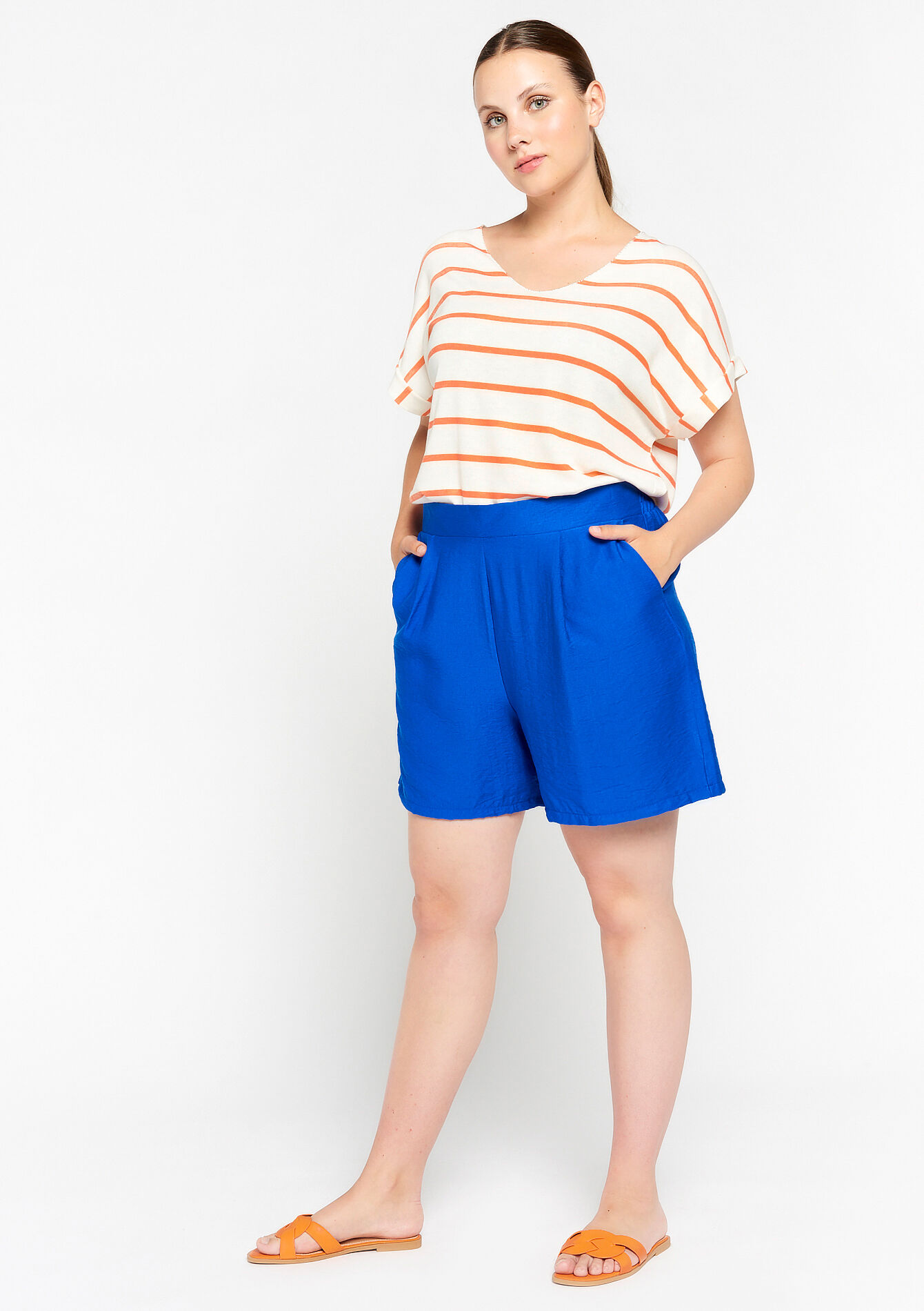 Fluid shorts with satin effect, Fluid shorts with satin effect - ELECTRIC BLUE - 1081334