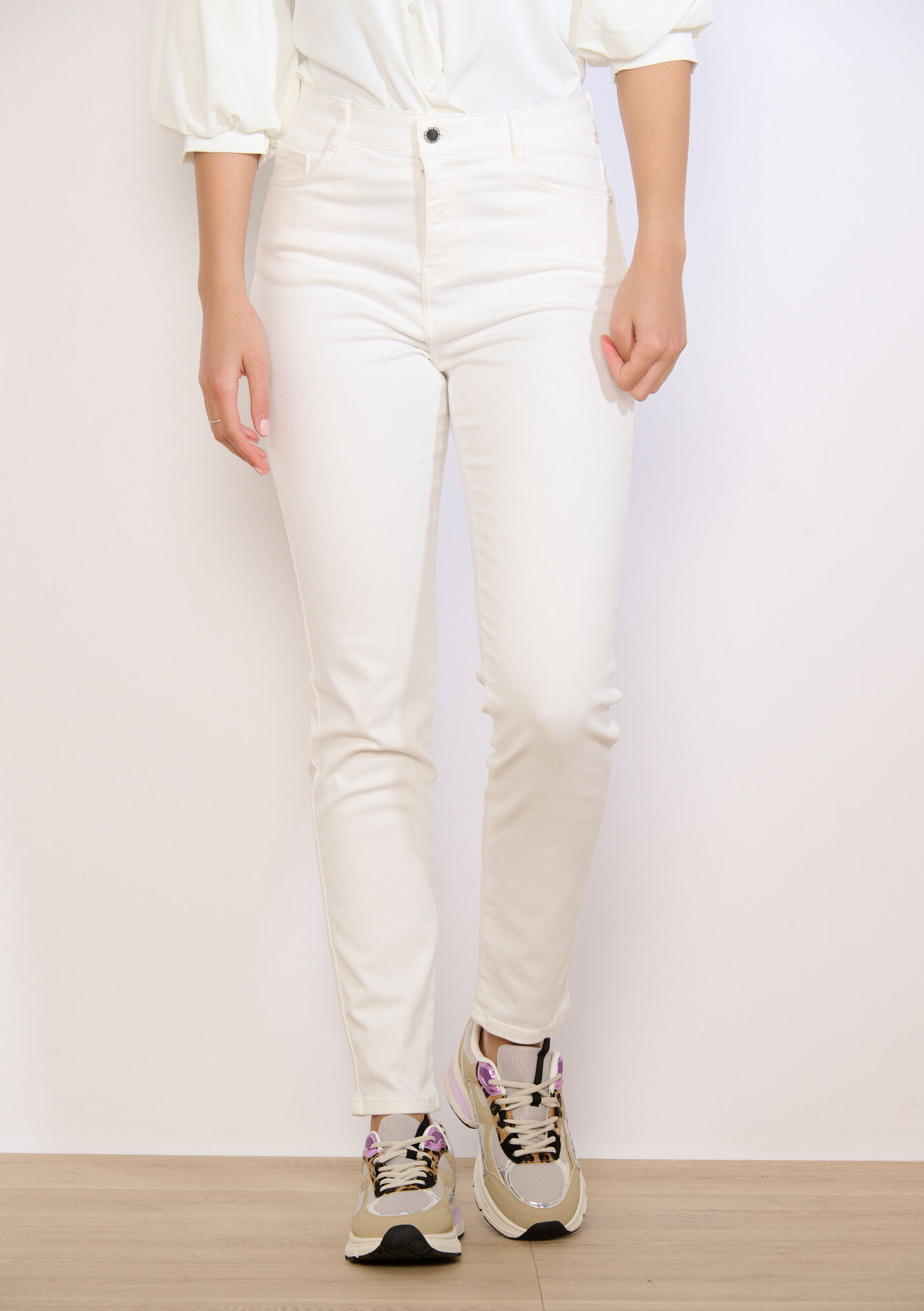 Multiple size slimfit broek - OFFWHITE - 06004680_1001
