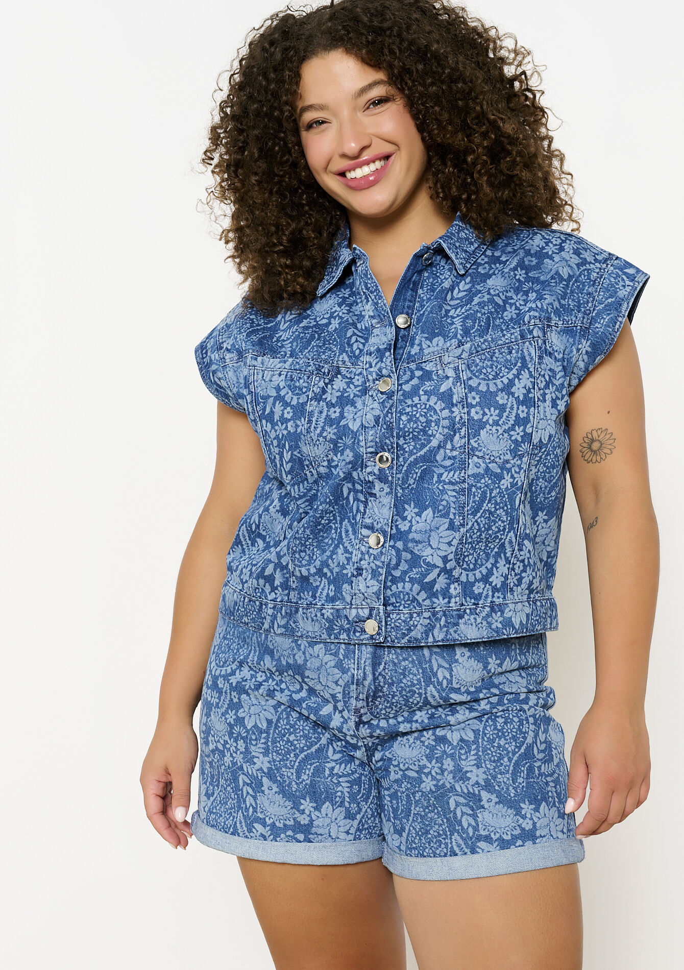 Mouwloze denim jas, Mouwloze denim jas - MEDIUM BLUE - 09100978_0500