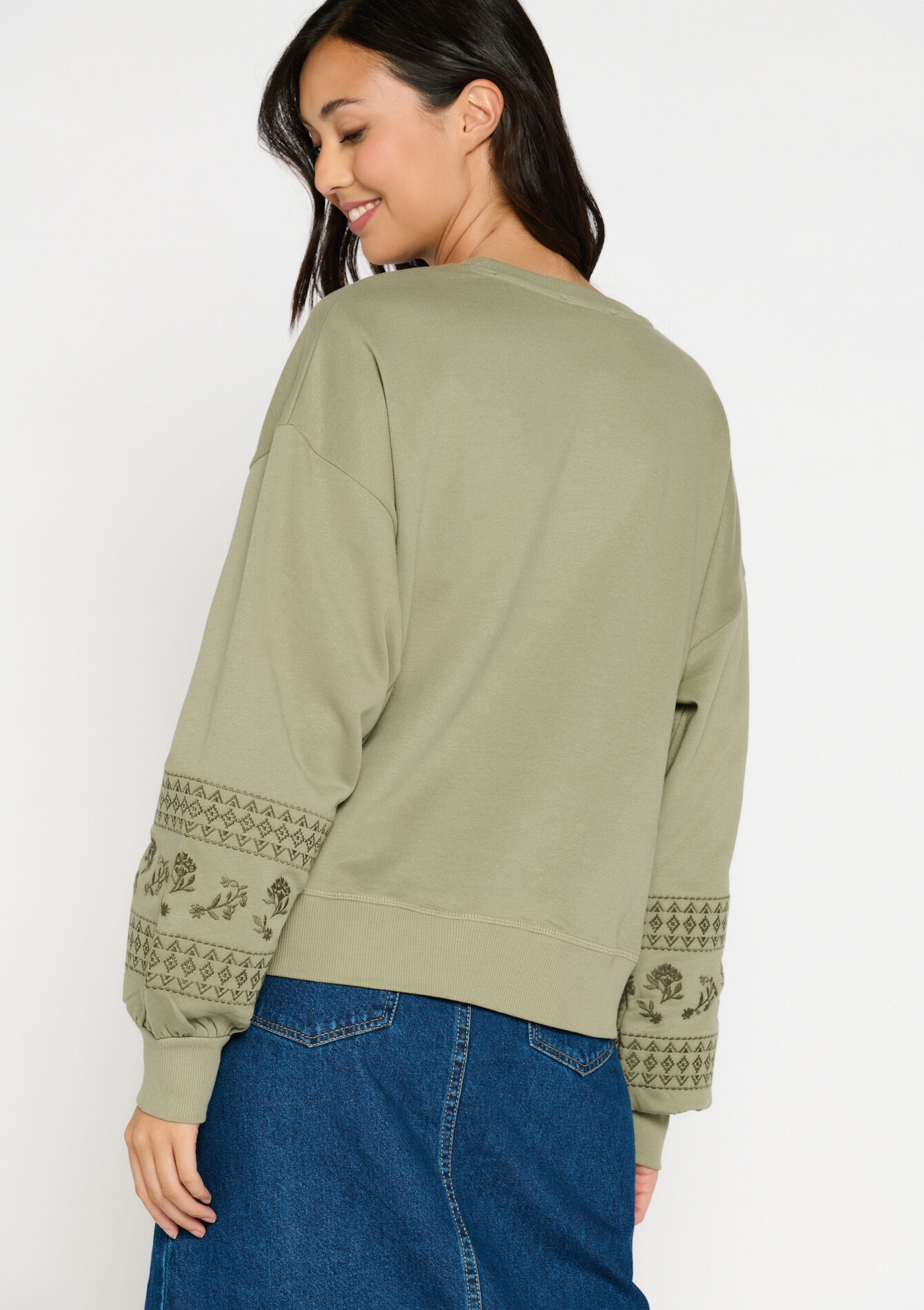 Pull avec broderie, Pull avec broderie - KHAKI FADED - 03001692_4326