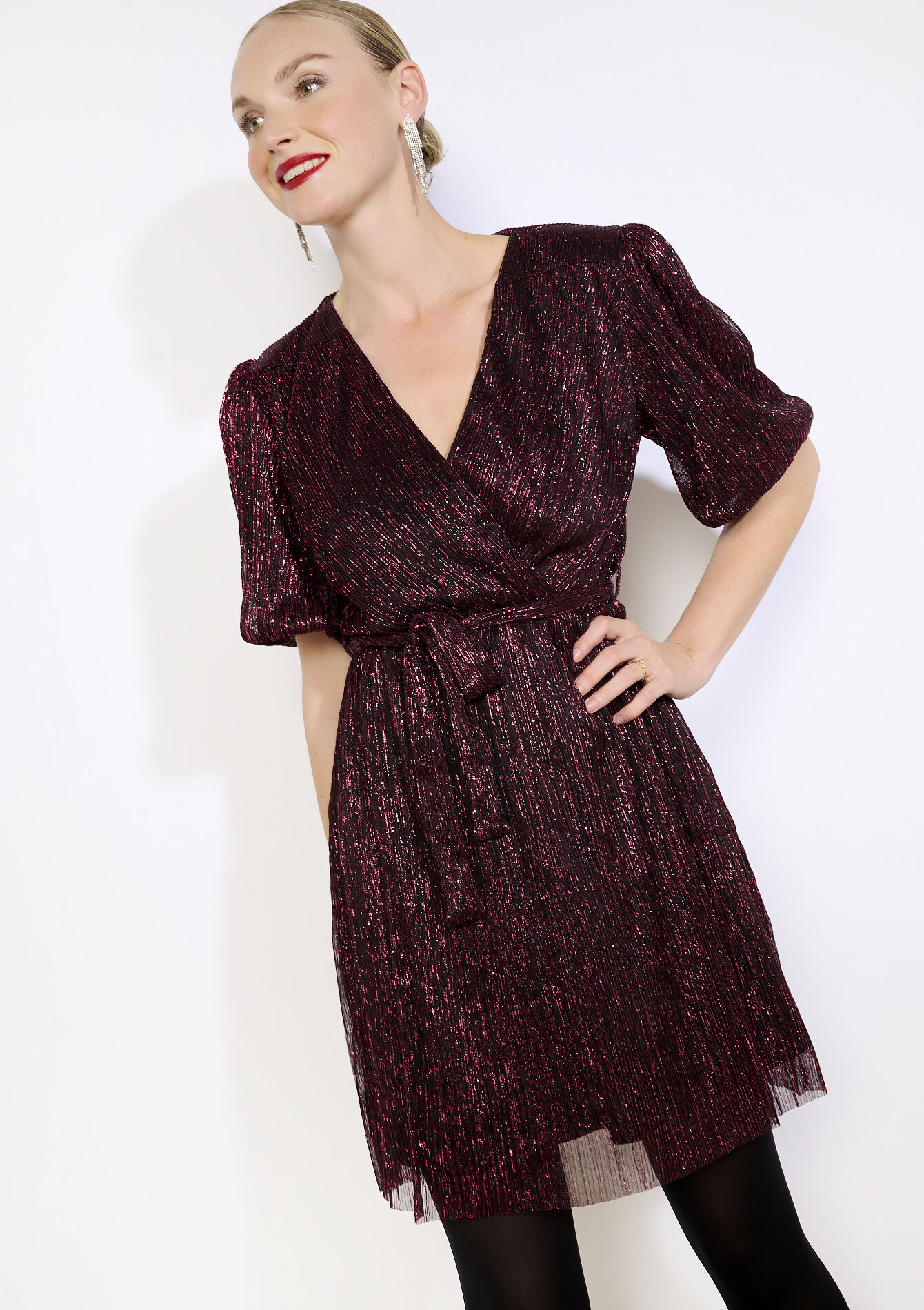 Robe portefeuille métallisée - BORDEAUX WINE - 08104412_5514