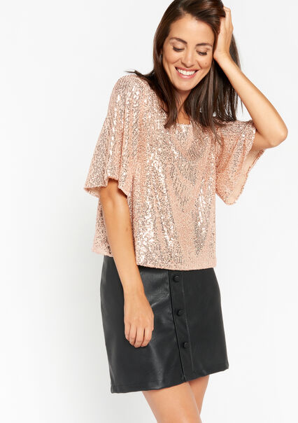 Blouse with sequins - NUDE PINK - 05702046_1301