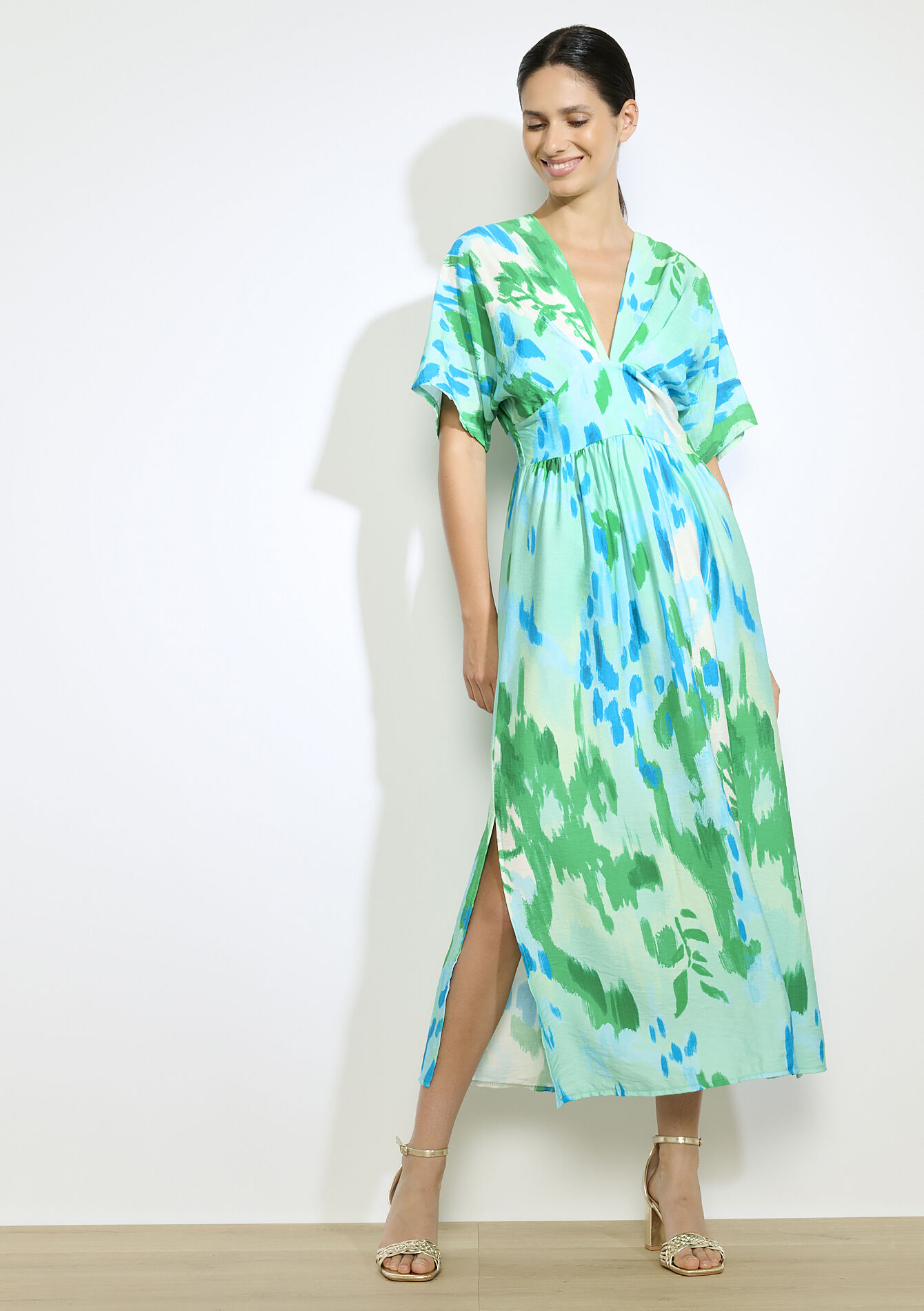 Flowy maxi dress, Flowy maxi dress - AQUA BLUE - 08104220