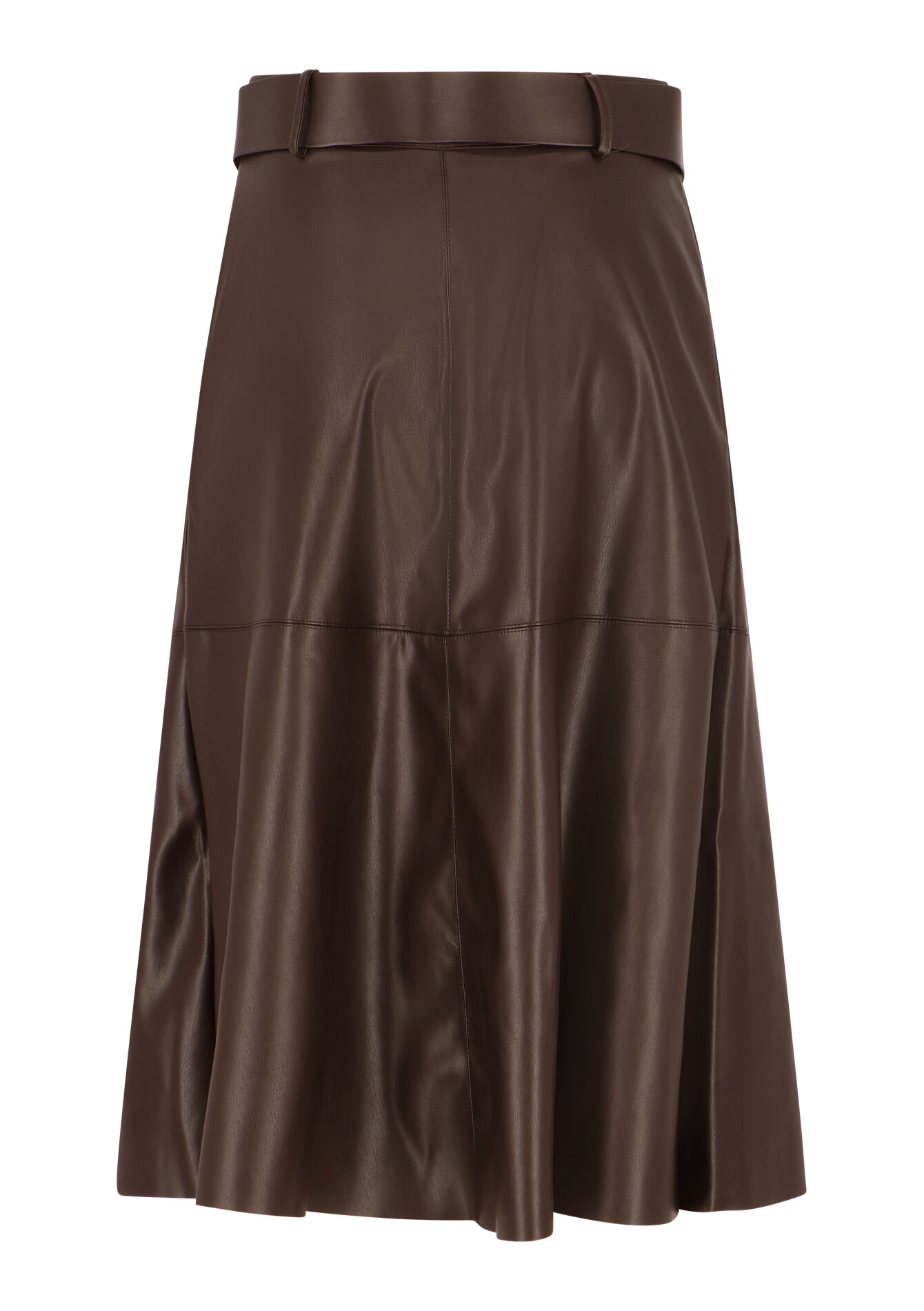 Jupe mi-longue en similicuir - BROWN DARK CHOCOLATE - 07101122_3720