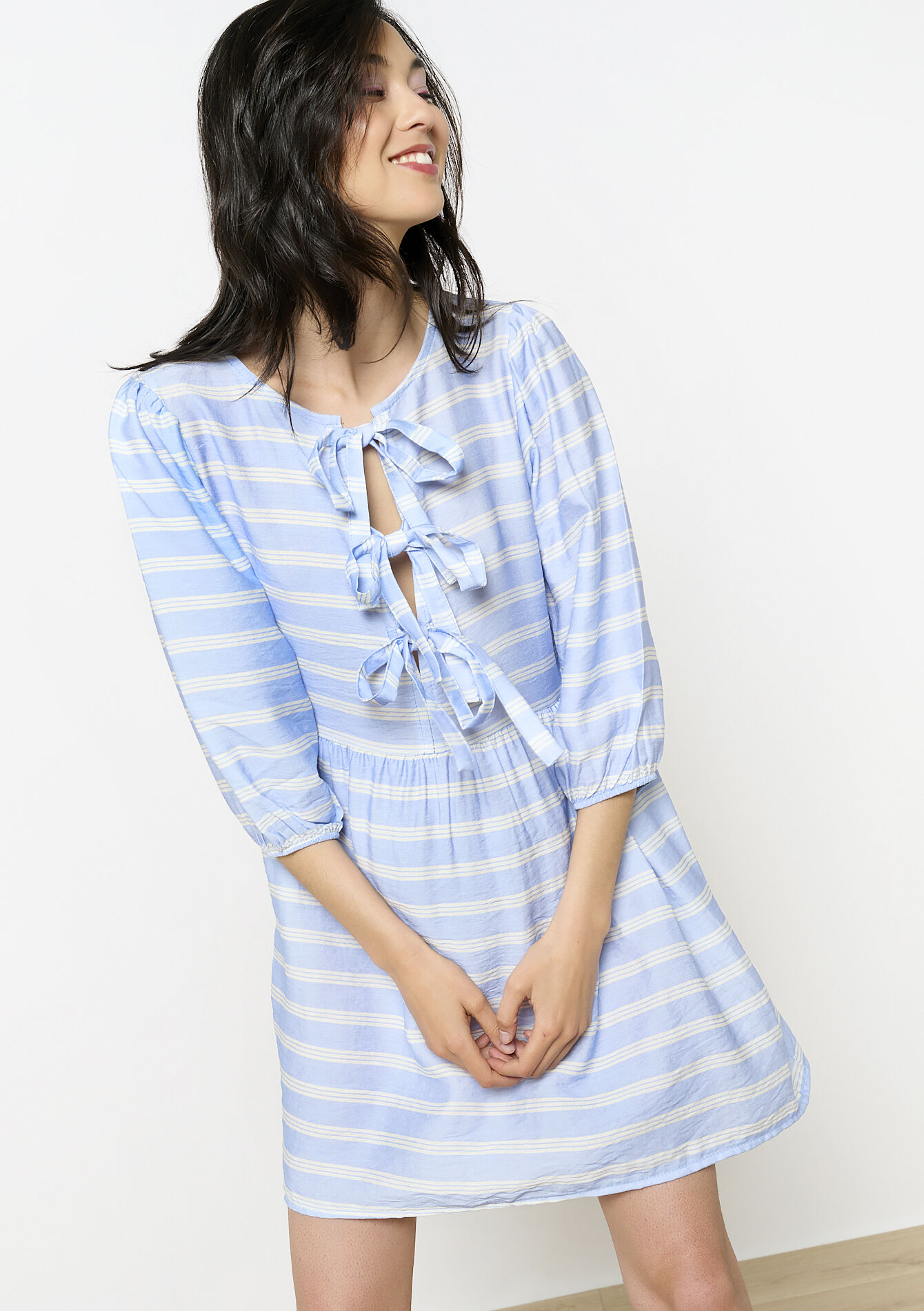 Robe courte à volants - BLUE PASTEL - 08104074_3003