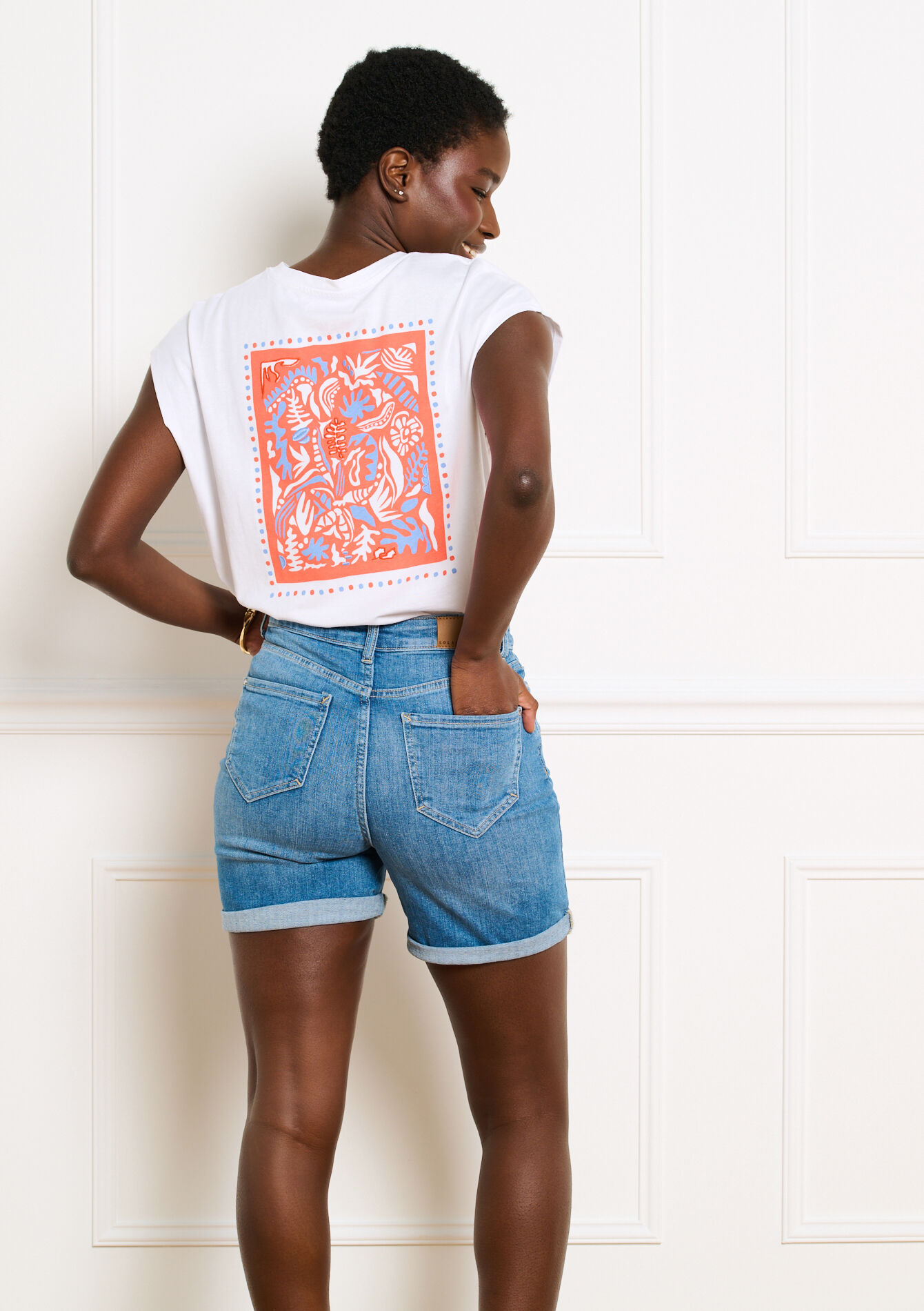 Denim short met hoge taille - MEDIUM BLUE - 22000650_0500