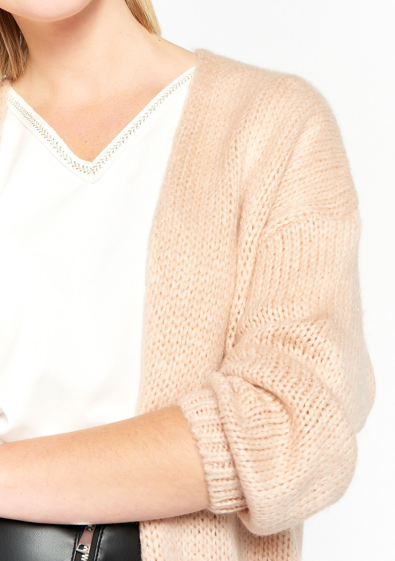 Open cardigan - NUDE PINK - 04101031_1301