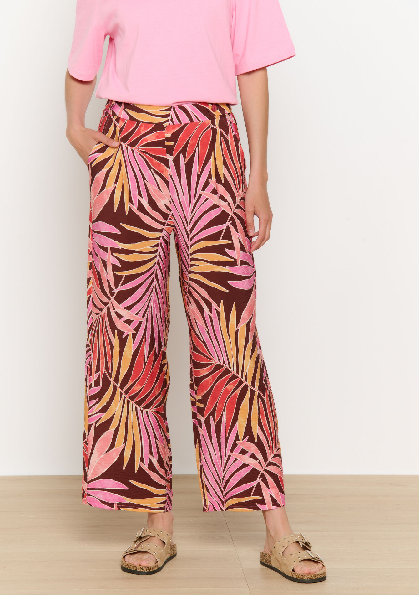 fluid printed trousers, fluid printed trousers - CHOCO BROWN - 06600987_836