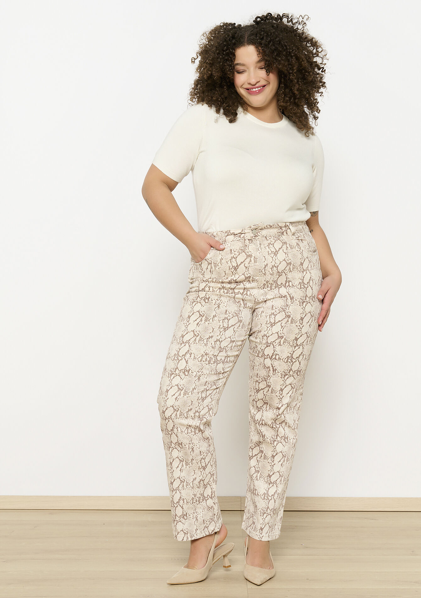 Broek met pythonprint, Broek met pythonprint - BEIGE COFFEE - 06004591_2561