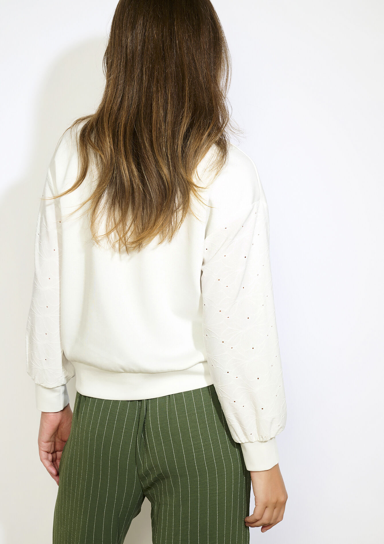 Embroidered sleeve sweatshirt, Embroidered sleeve sweatshirt - OFFWHITE - 03001812