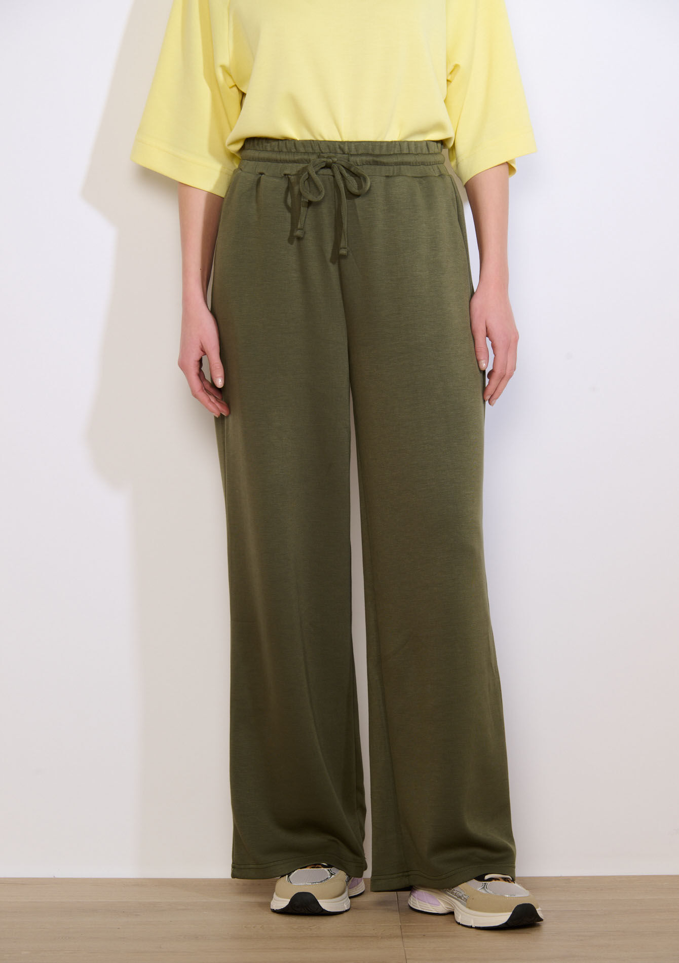 Wijde joggingbroek van modal - KHAKI MED - 15100405_4327