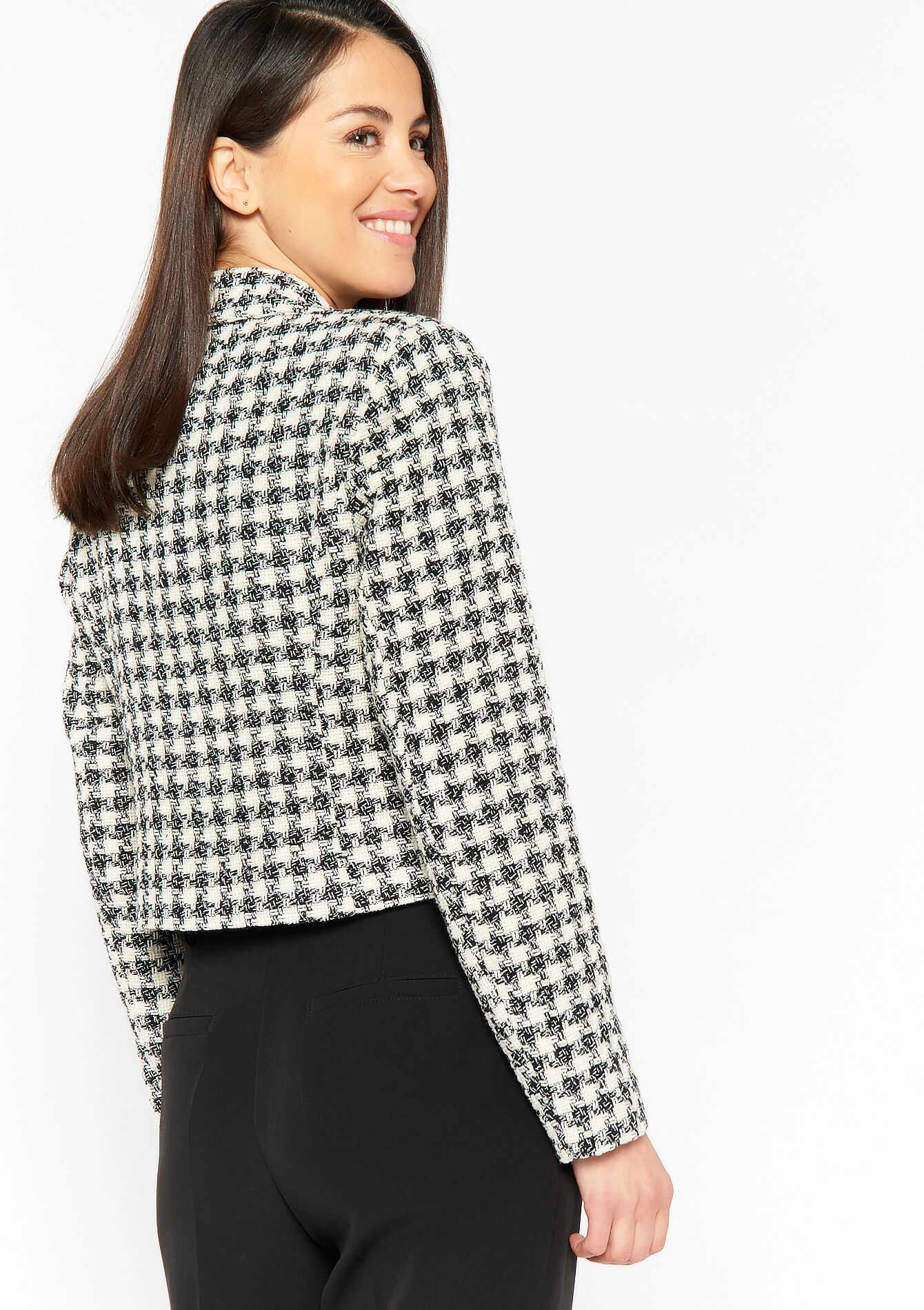 Korte tweed blazer, Korte tweed blazer - BLACK - 09100764_1119