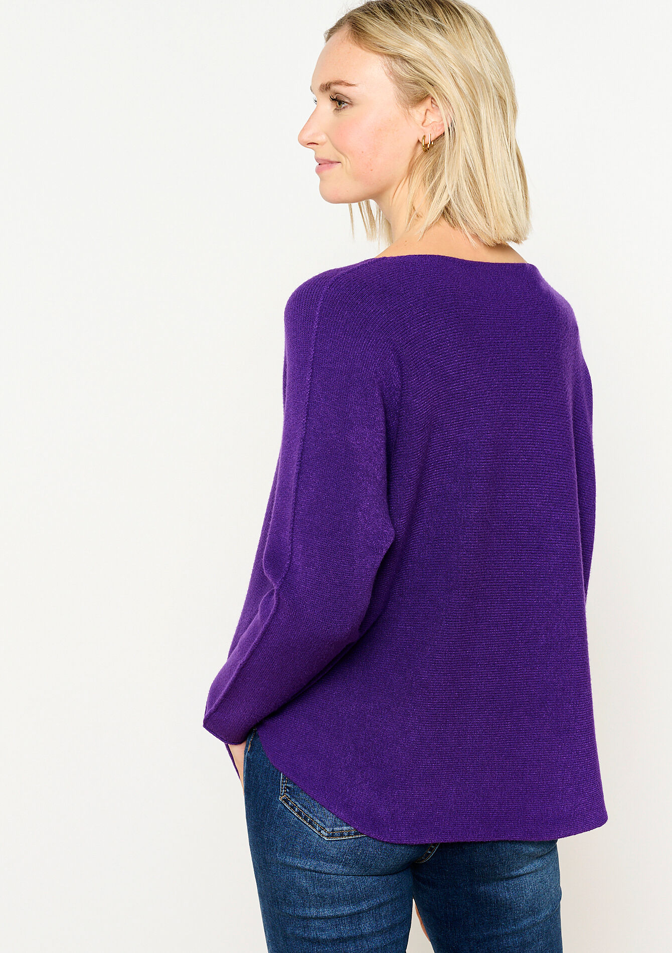 Effen trui met V-hals - PURPLE - 04006391_5902