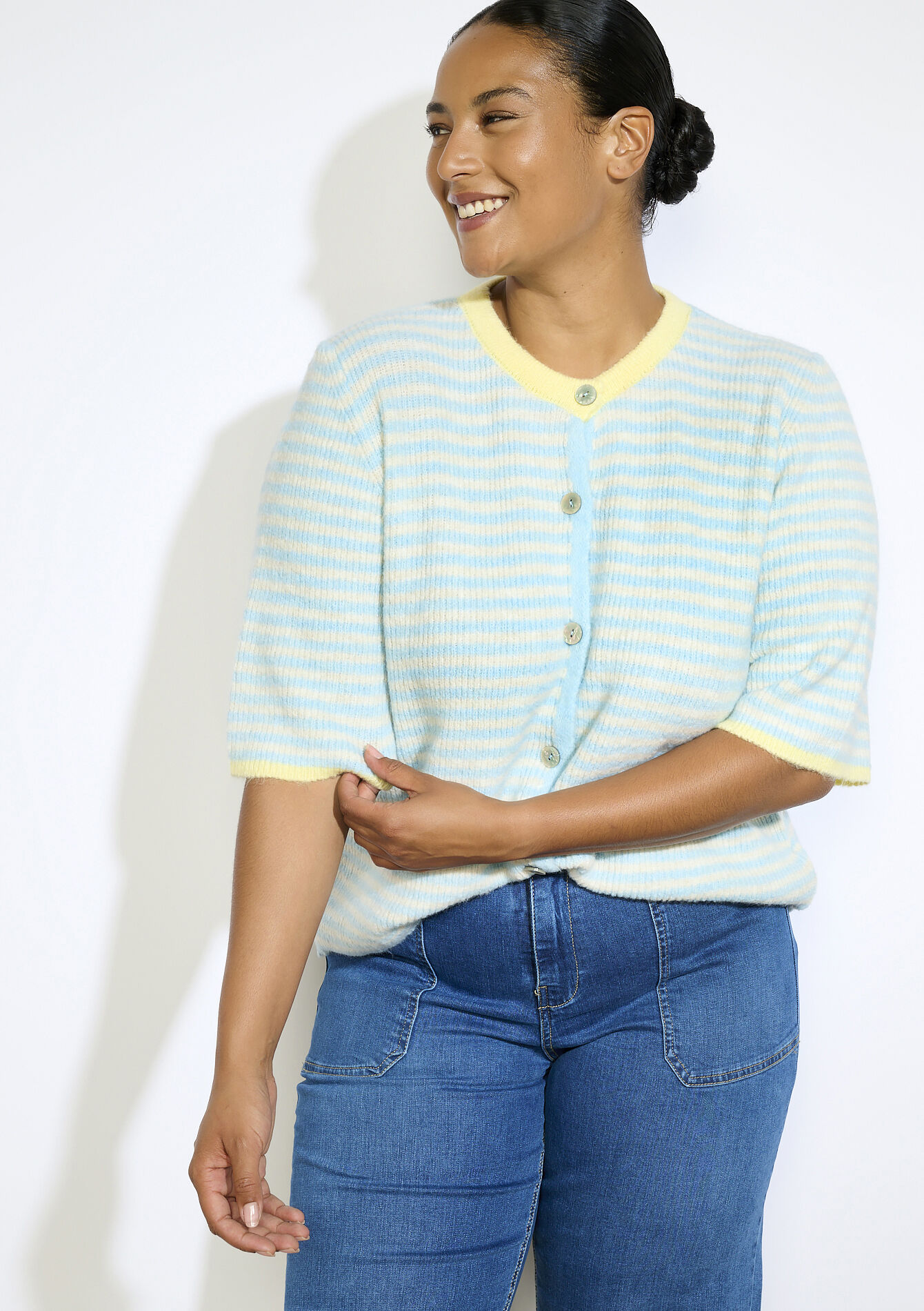 Delicate striped cardigan, Delicate striped cardigan - LT BLUE - 04101336_2519