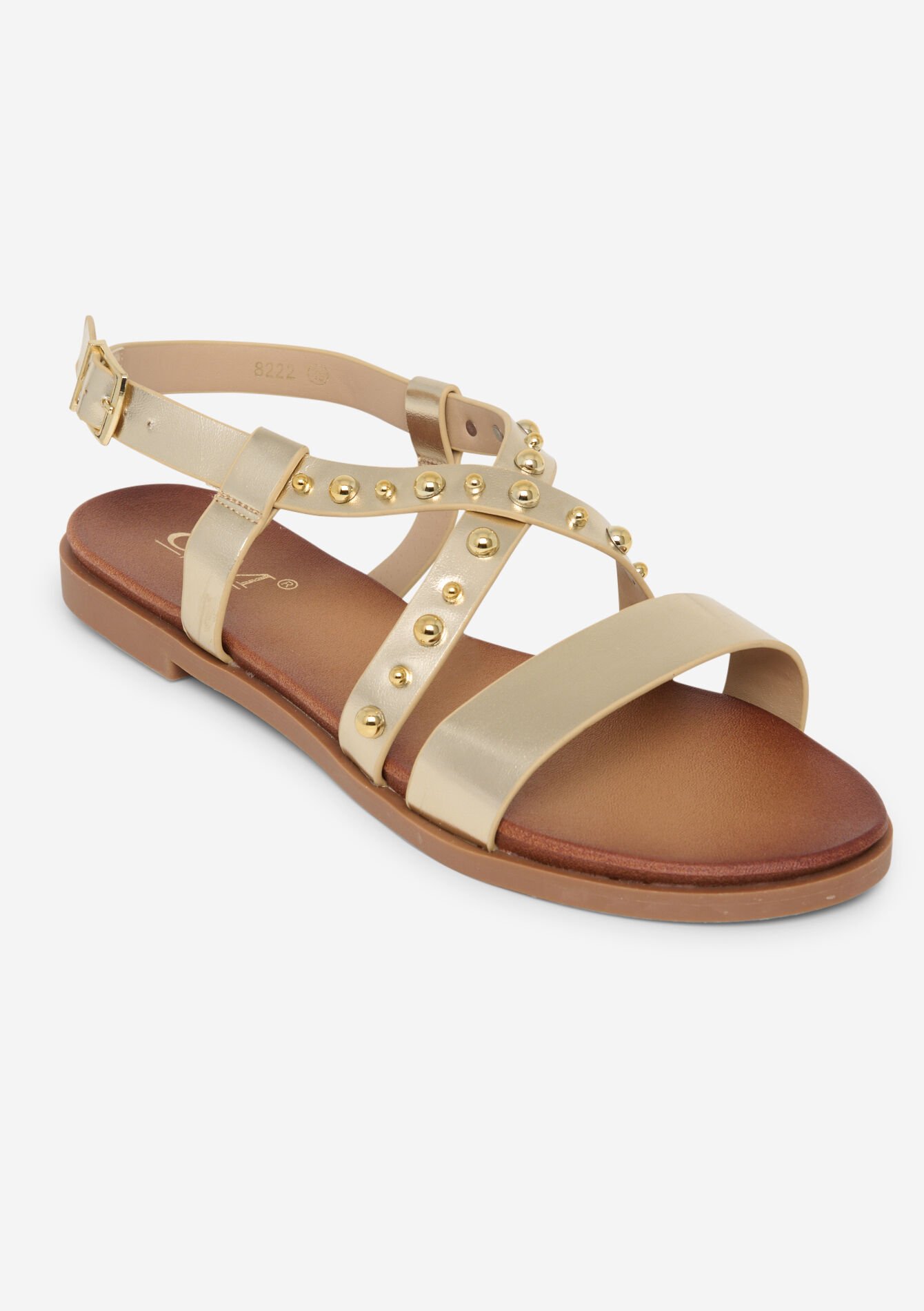 Sandales plates cloutées, Sandales plates cloutées - GOLD - 13000799_1058