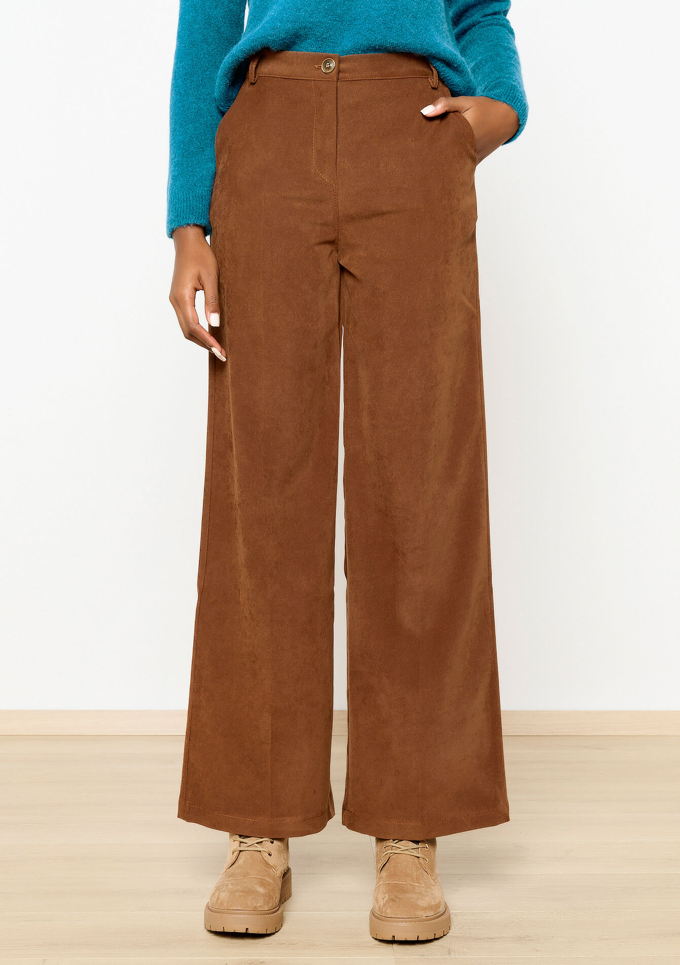 Broek in fluweel - CARAMEL - 06100585_1953