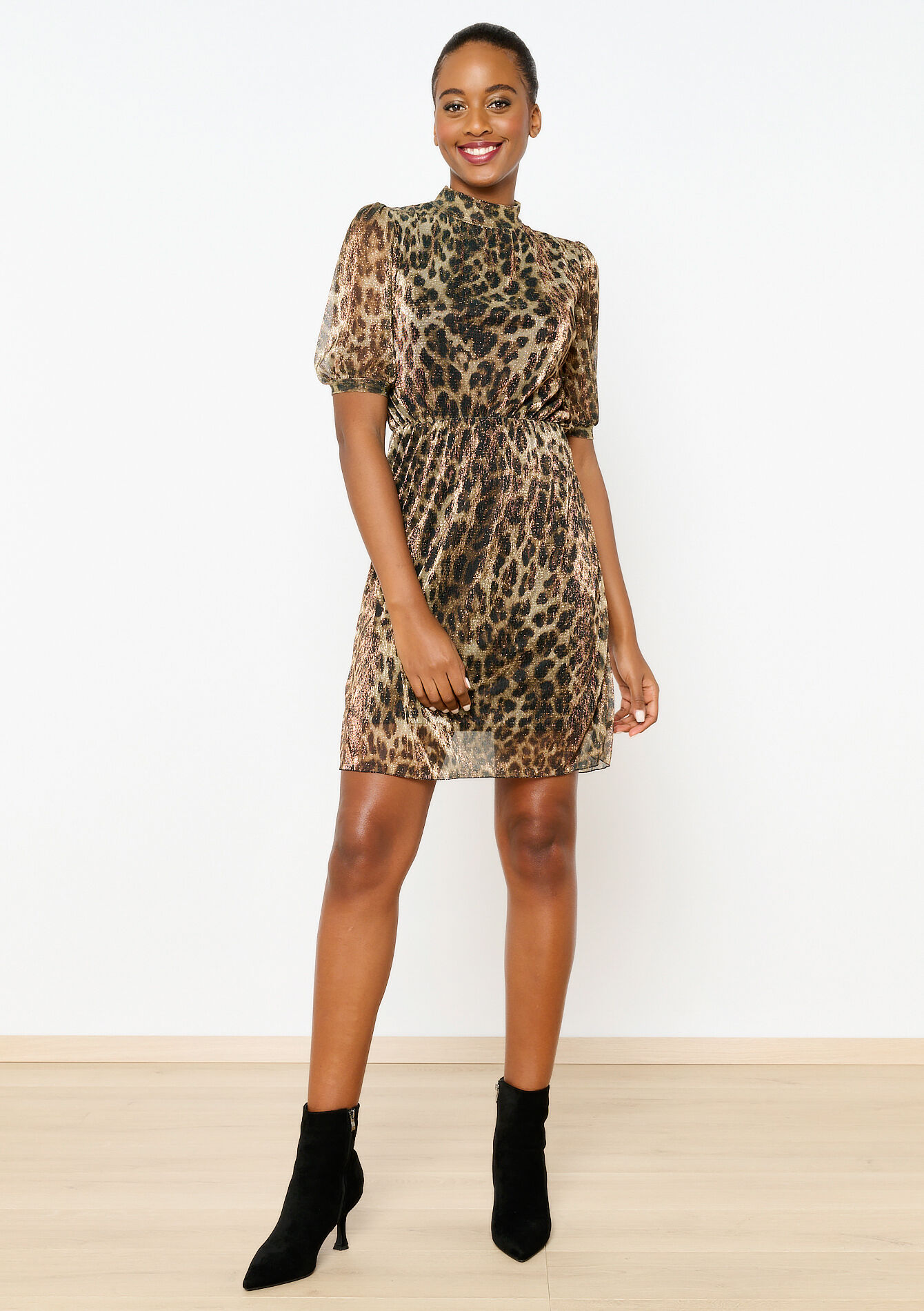 Voile jurk met luipaardprint, Voile jurk met luipaardprint - COPPER - 08103461_6301