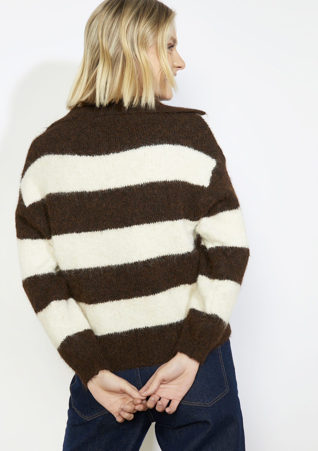 Geborstelde trui met polokraag, Geborstelde trui met polokraag - BROWN DARK CHOCOLATE - 04007098_3720