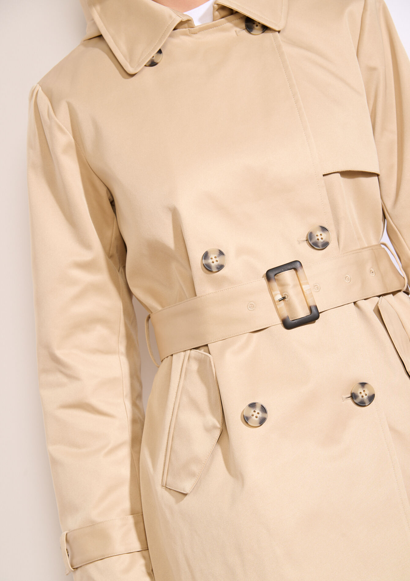 Korte trench met ceintuur, Korte trench met ceintuur - BEIGE COFFEE - 23000737_2561