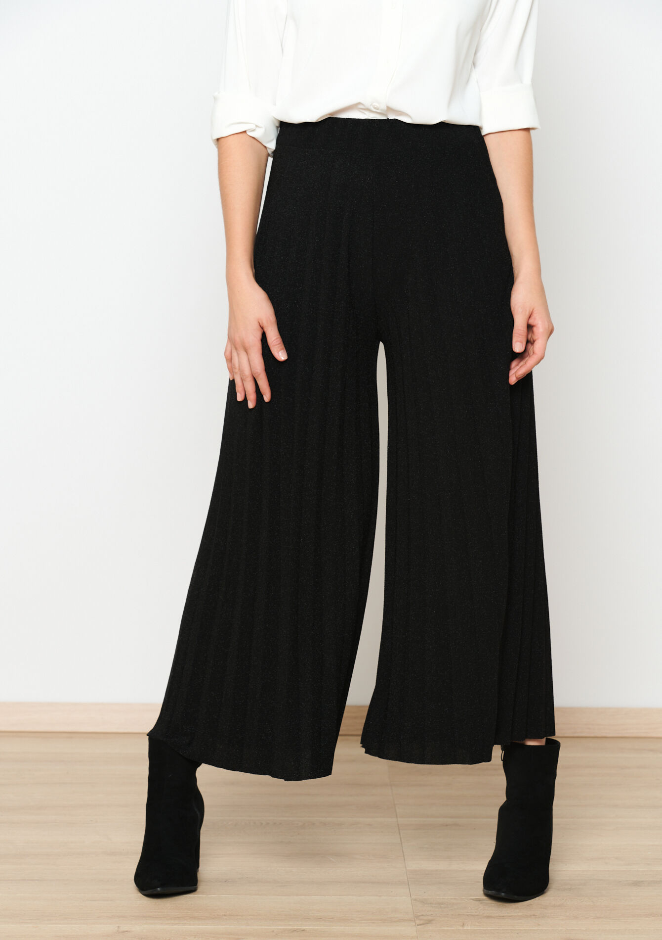Wide pleated trousers, Wide pleated trousers - BLACK - 1092910