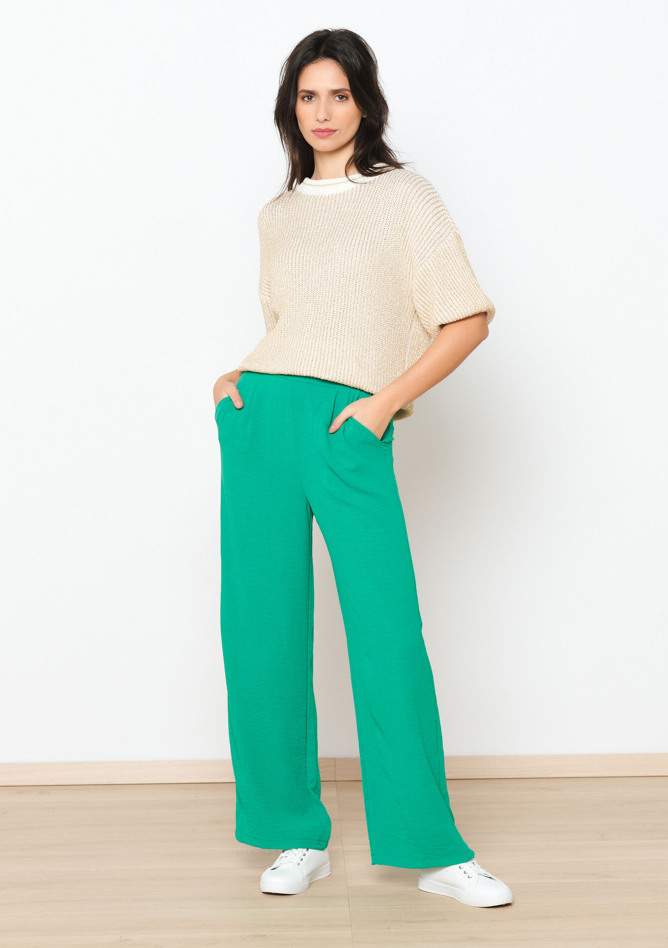 Wijde pantalon - EMERALD GREEN - 06600821_414
