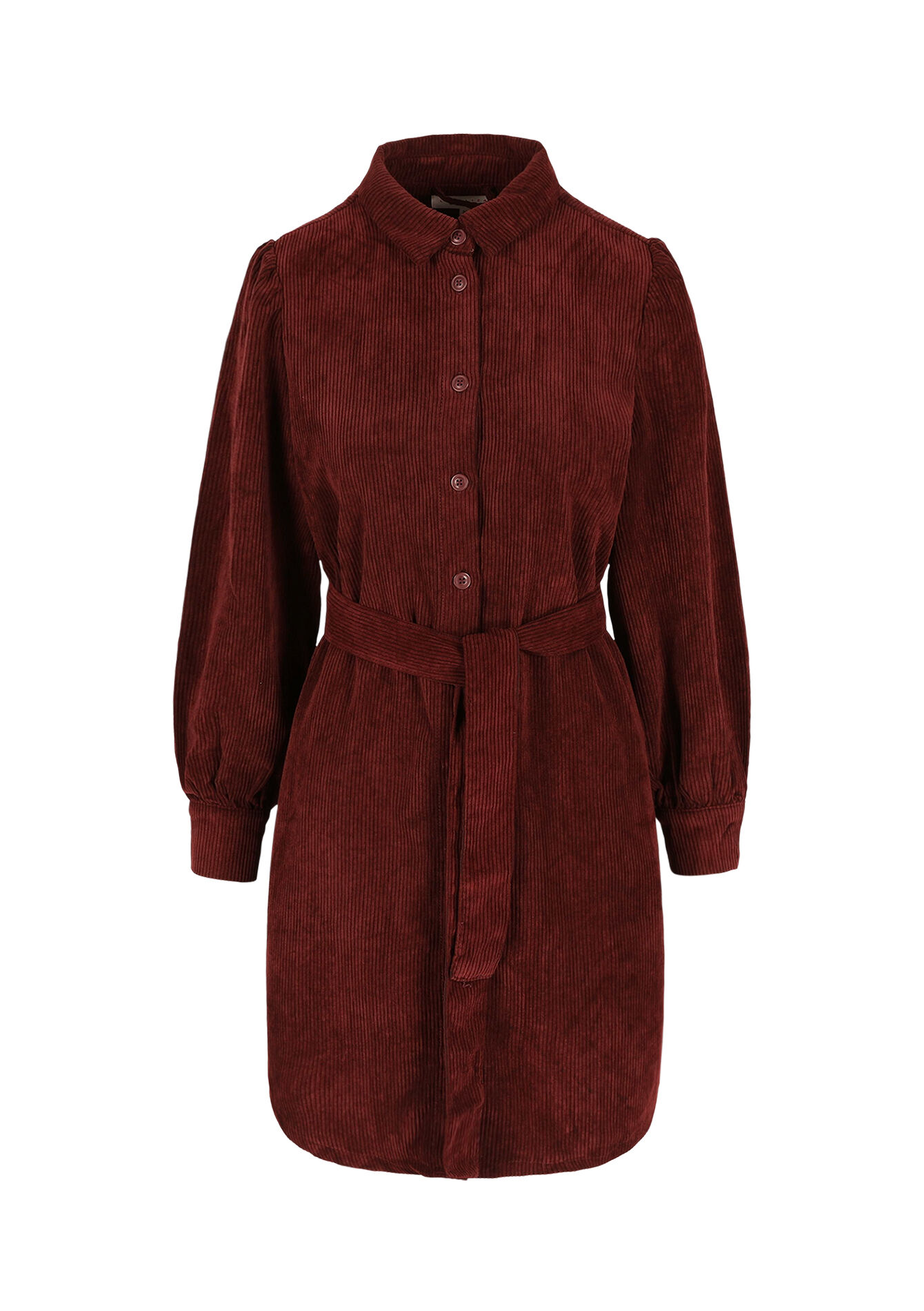 Robe chemise en velours, Robe chemise en velours - BORDEAU WINE - 08104034_1467