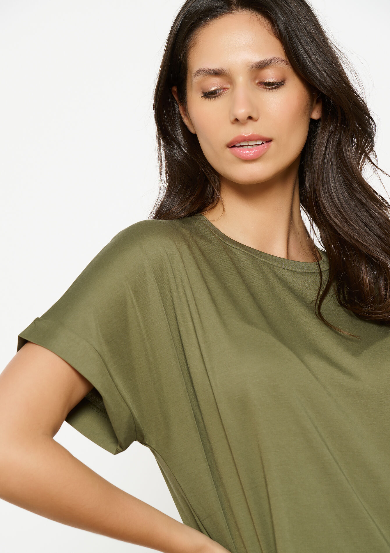 Effen midi-jurk, Effen midi-jurk - KHAKI MED - 08103950_4327