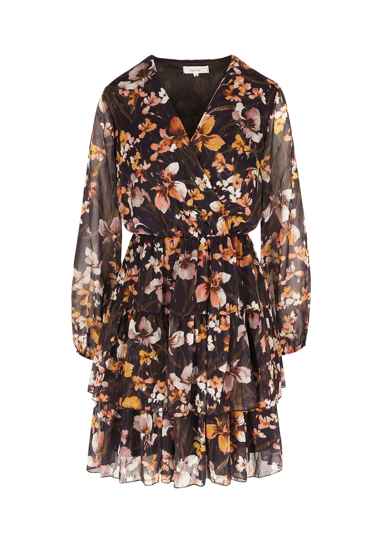 Robe courte à volants, Robe courte à volants - BROWN DARK CHOCOLATE - 08104305_3720