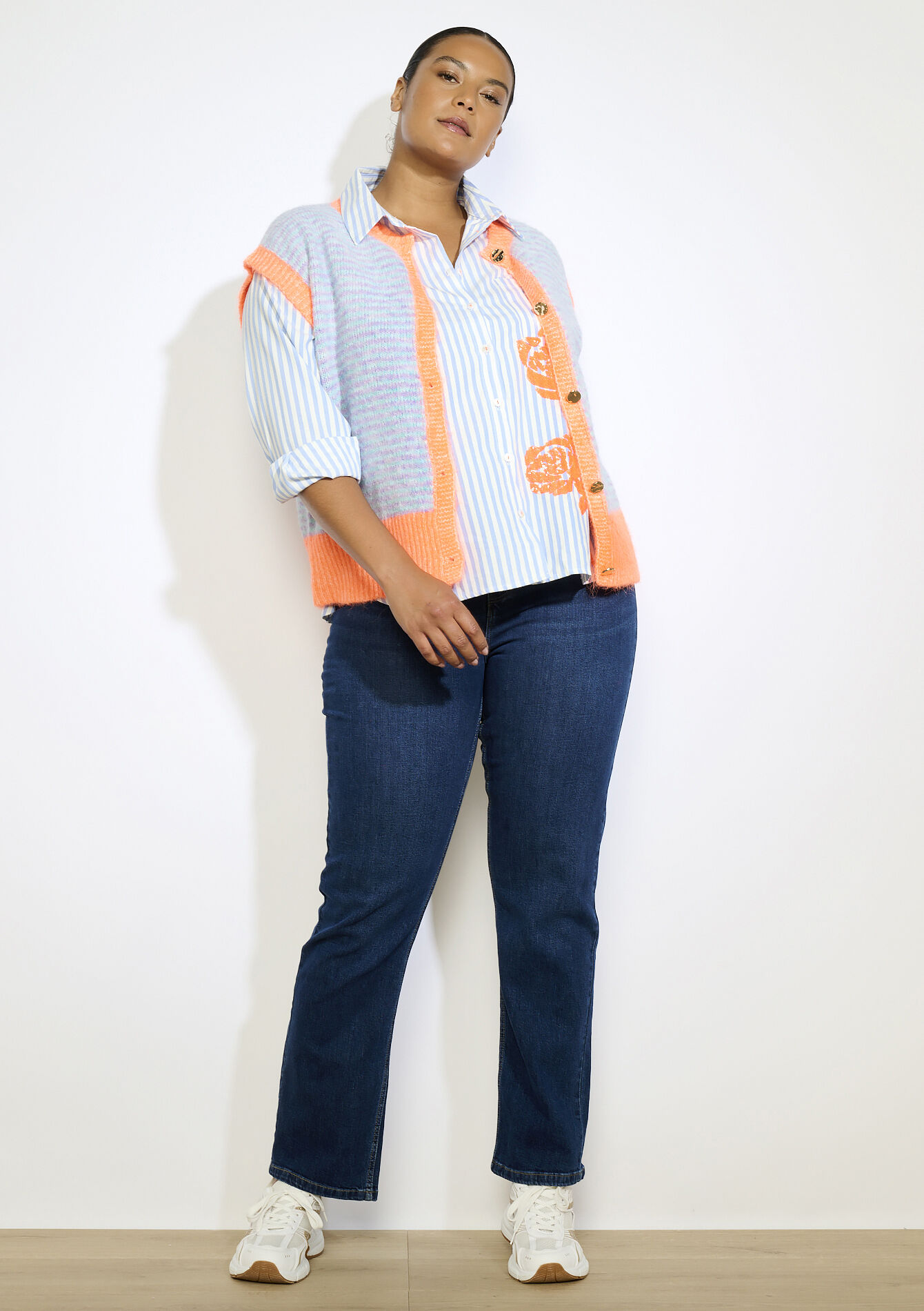 Gilet met strepen  - LT BLUE - 04101339_2519