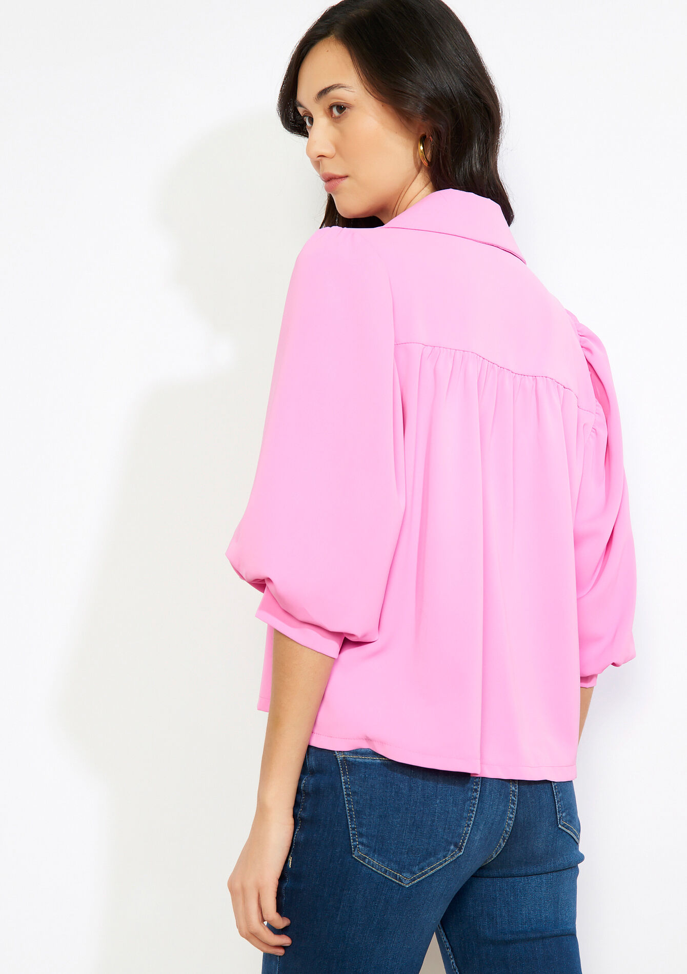 Soepele blouse met knopen, Soepele blouse met knopen - PINK BUBBLEGUM - 05703045_1477