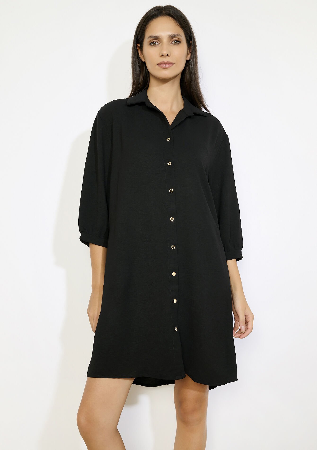 Robe chemise fluide - BLACK - 08104338_1119