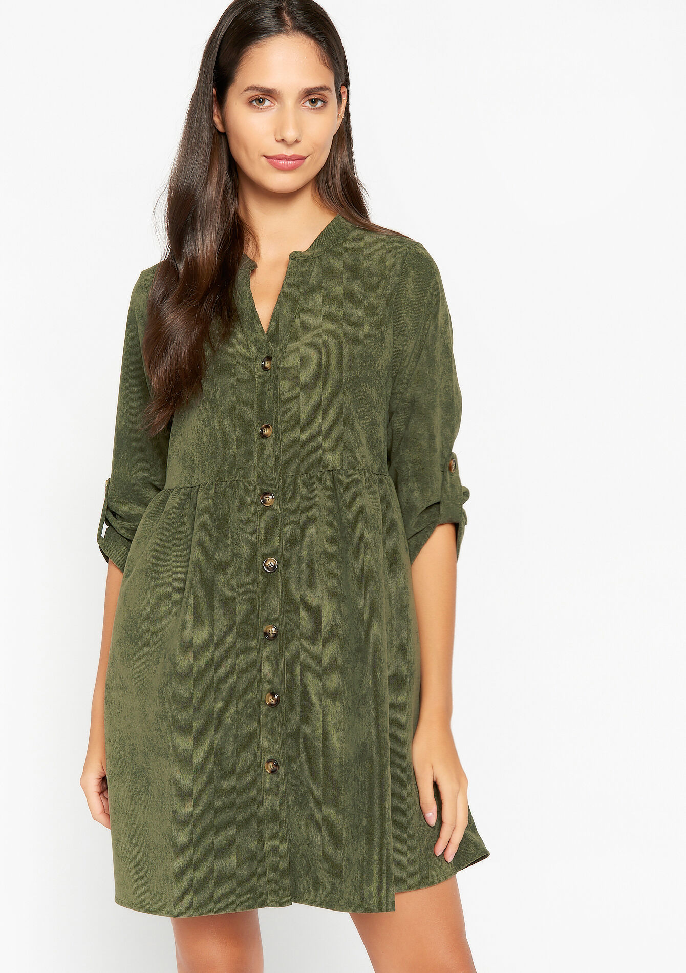 Corduroy dress - KHAKI MED - 08103060_4327