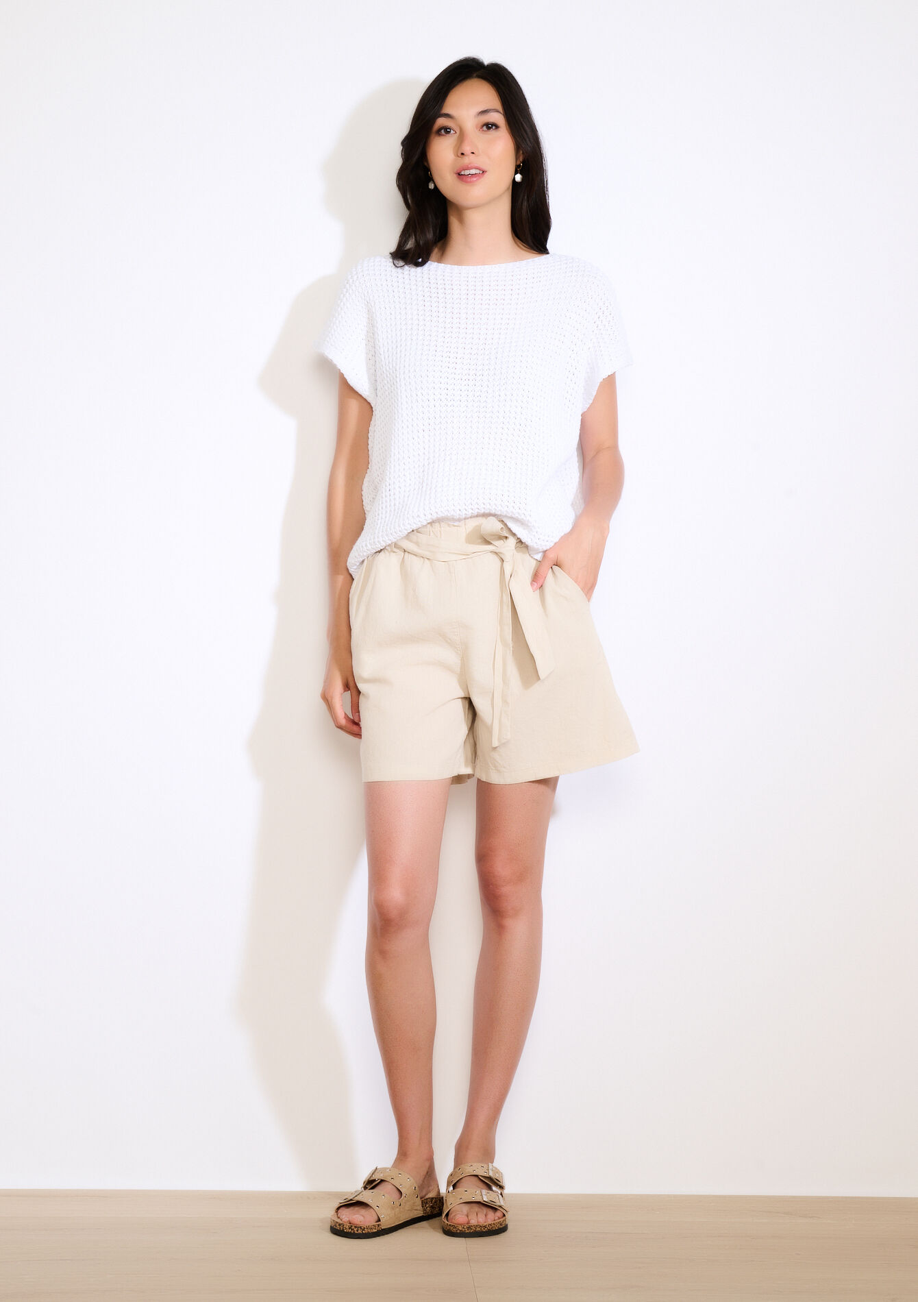 Short taille nouée, Short taille nouée - LT BEIGE - 06100728_2527