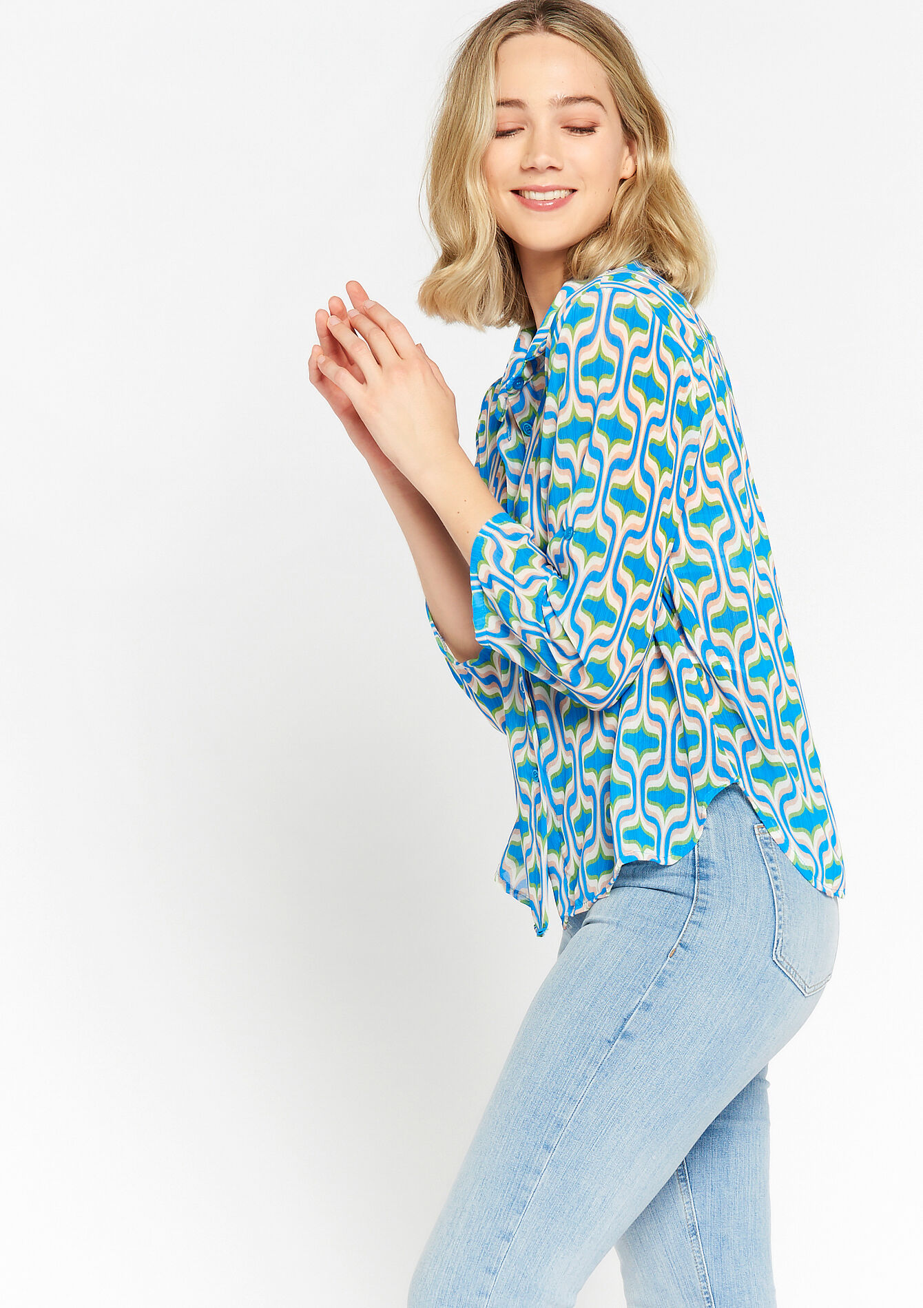 Hemd met retroprint - BLUE FAIENCE - 05702175_1584