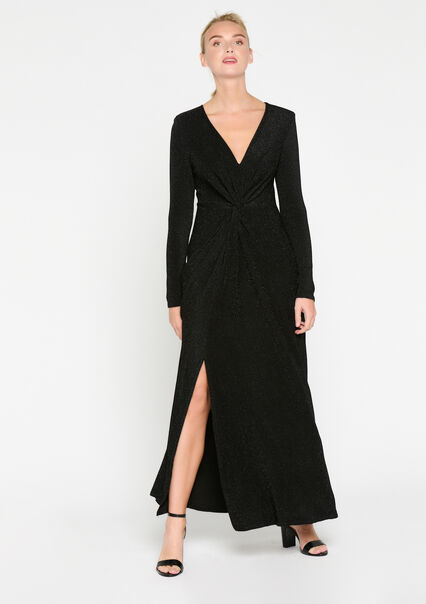 Maxi dress with lurex - BLACK - 08601827_1119