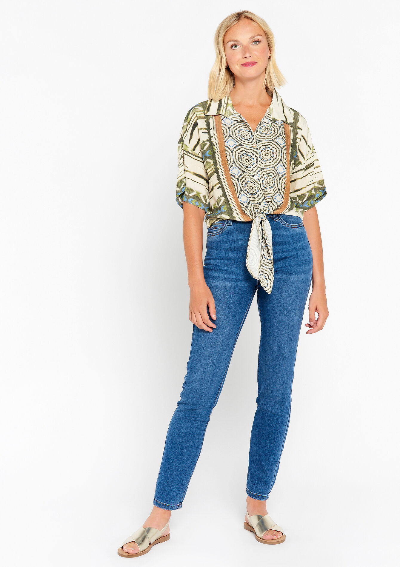 Hemd met batik, Hemd met batik - LIGHT KHAKI - 05702298_4405