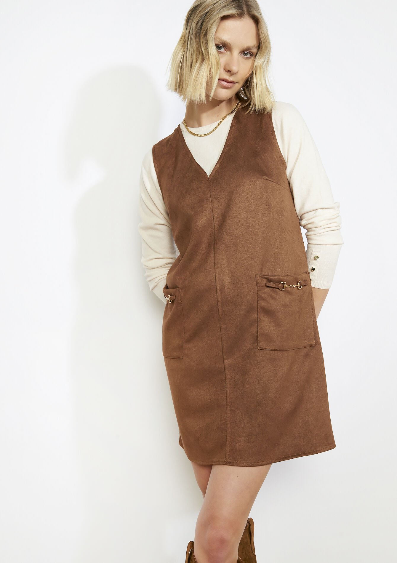 Robe sans manches en suédine, Robe sans manches en suédine, , back