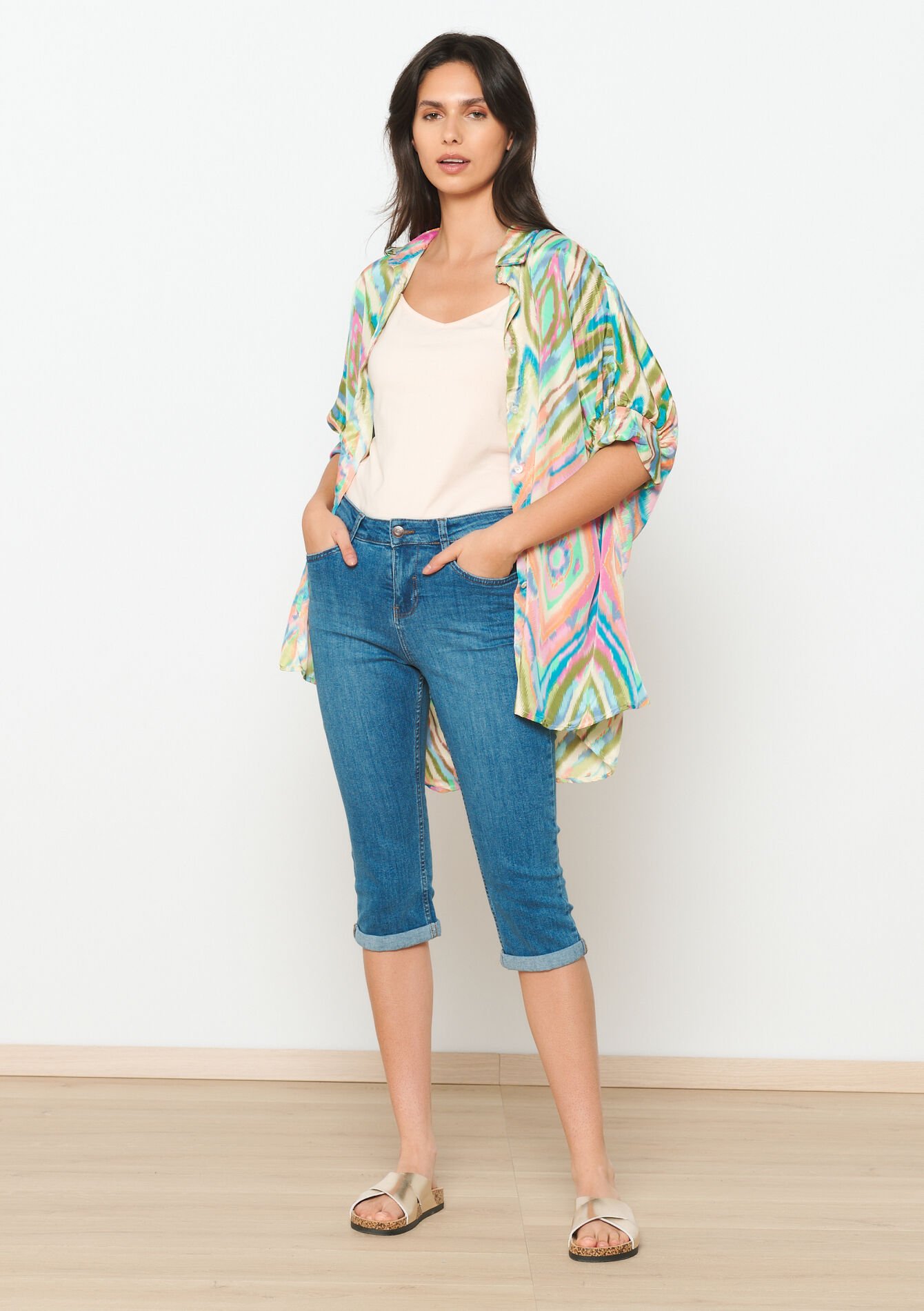 Slimfit capri jeans - MEDIUM BLUE - 22000498_0500