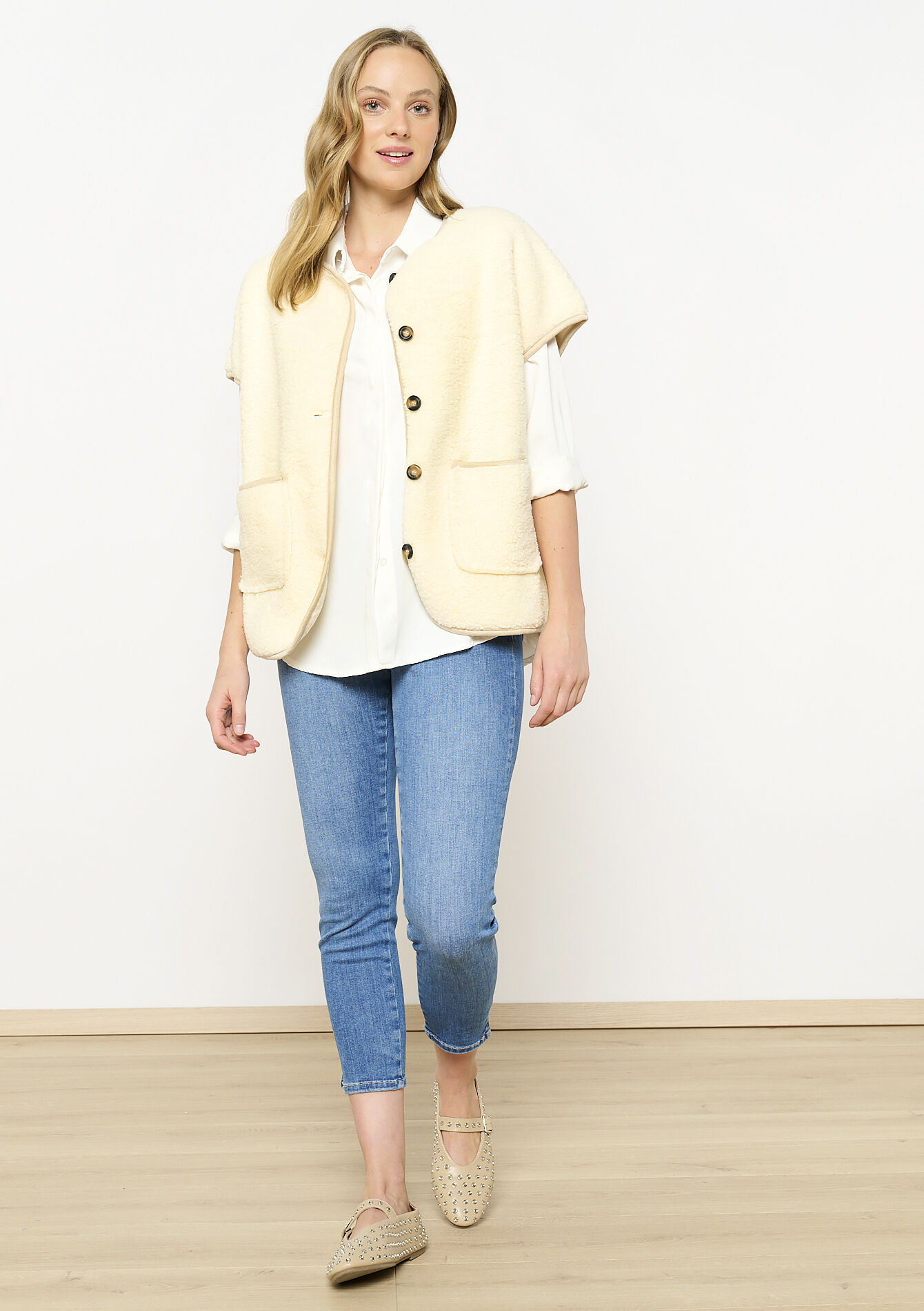 Mouwloos teddy gilet - VANILLA WHITE - 09001456_1013