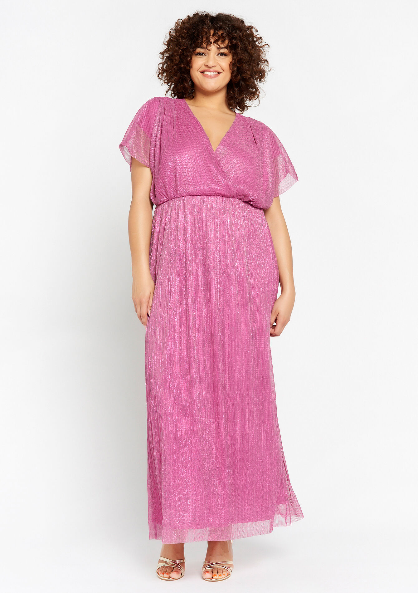 Maxi dress with pleating, Maxi dress with pleating - FUSCHIA PINK - 08601946_1465