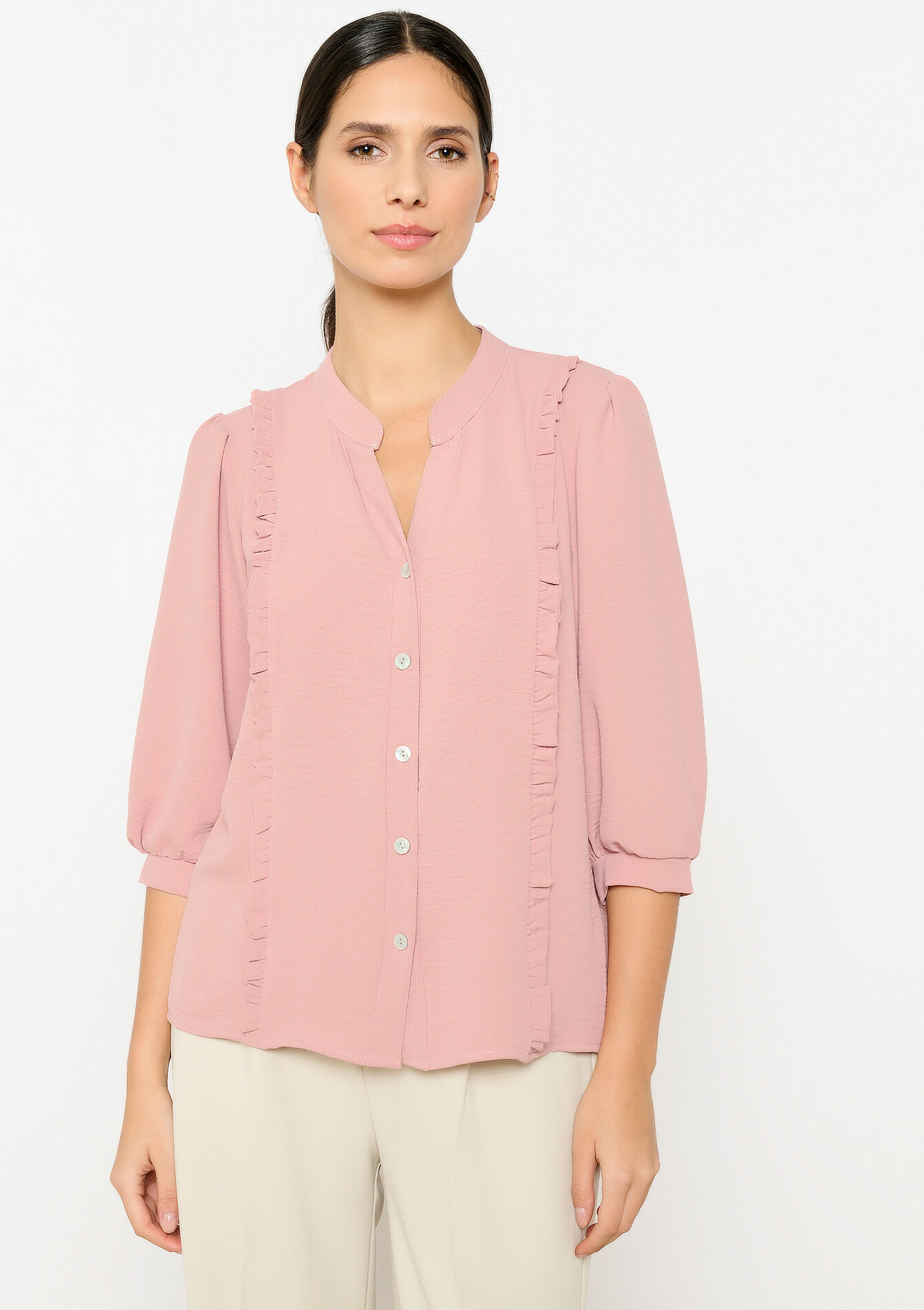 Blouse met ruches, Blouse met ruches - NUDE PINK - 05702493_1301