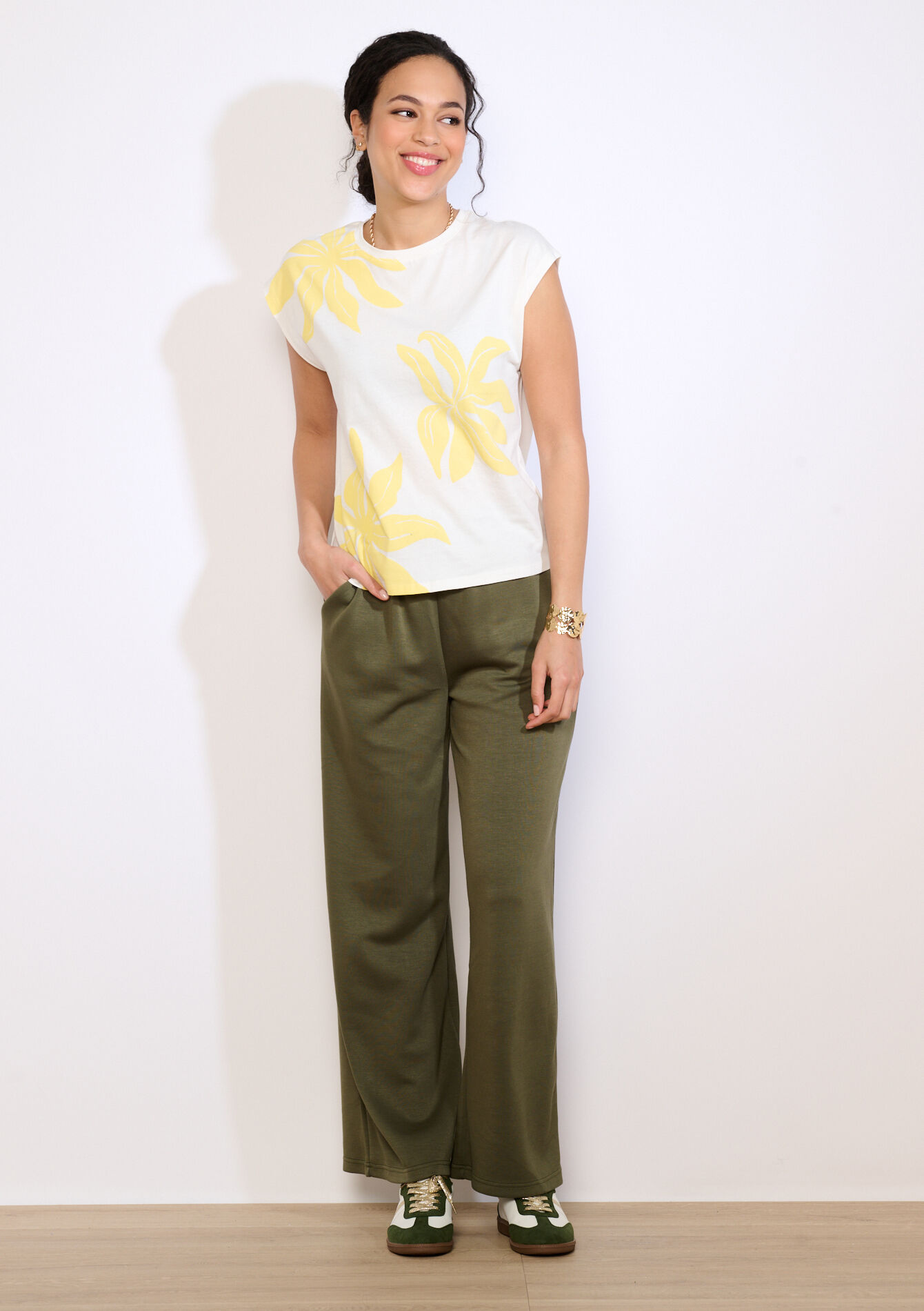 T-shirt met bloemenprint - OFFWHITE - 02301953_1001