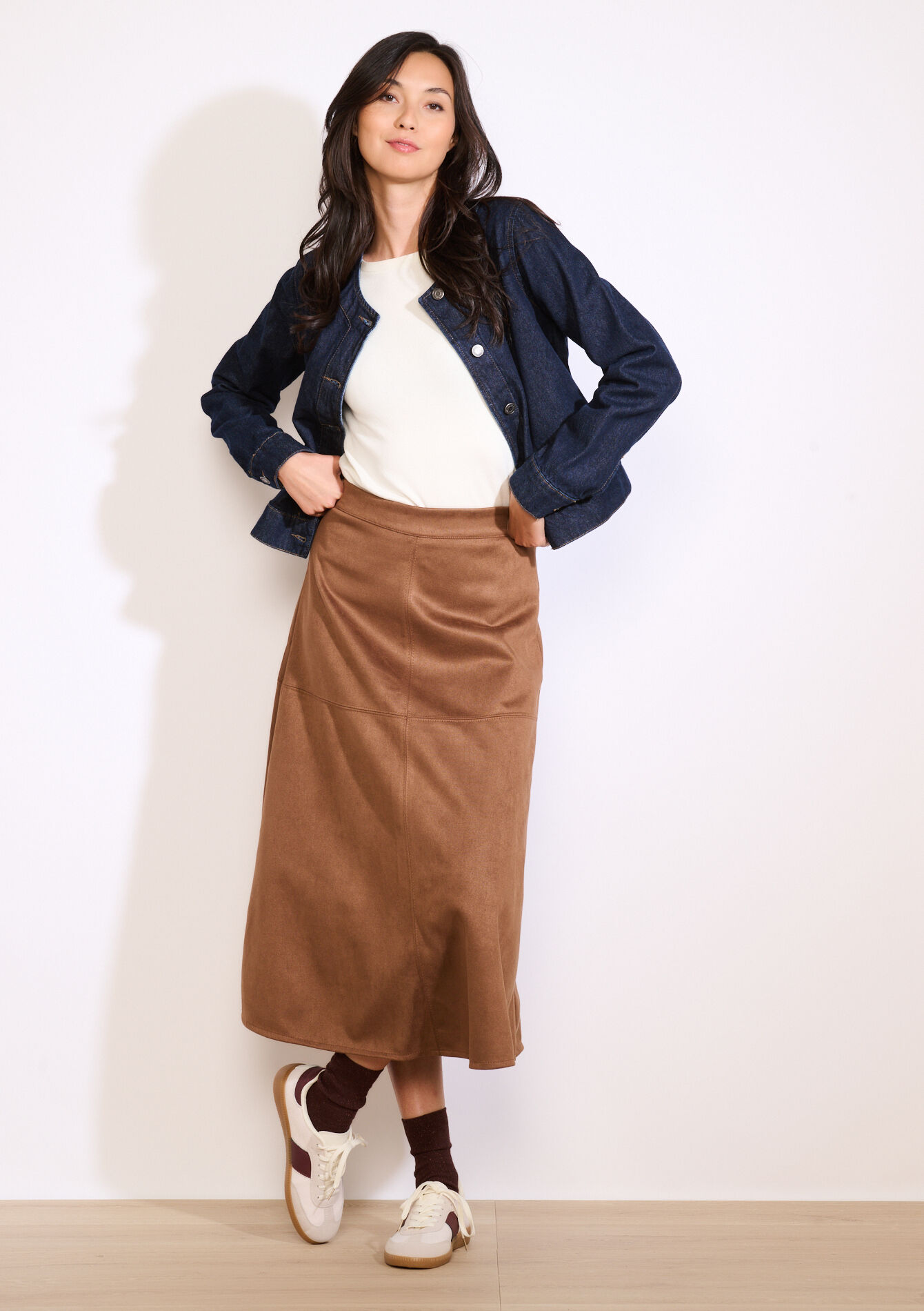 Midi-rok met suèdelook, Midi-rok met suèdelook - CARAMEL - 07101407_1953