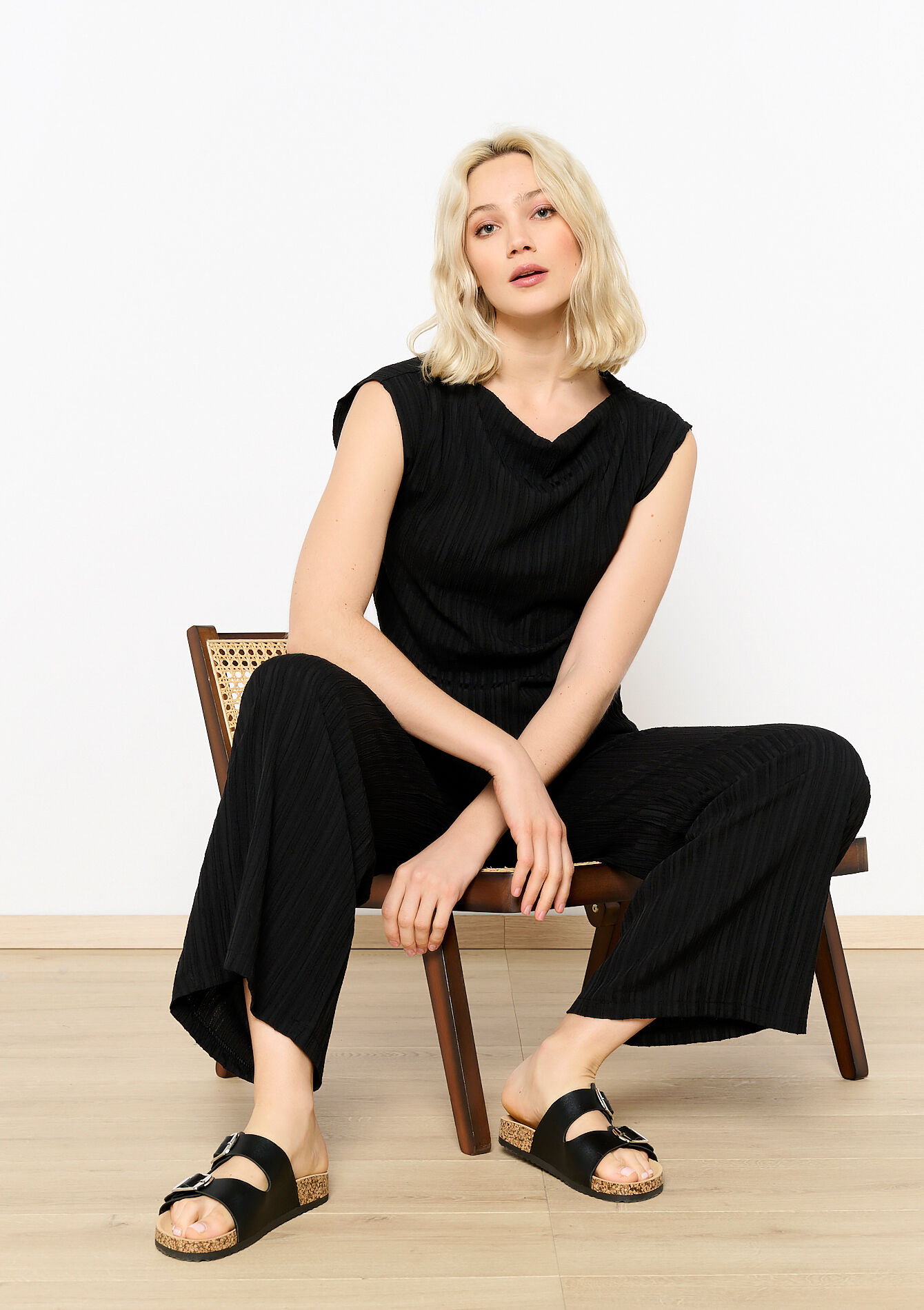 Broek met plissé, Broek met plissé - BLACK - 06600829_1119