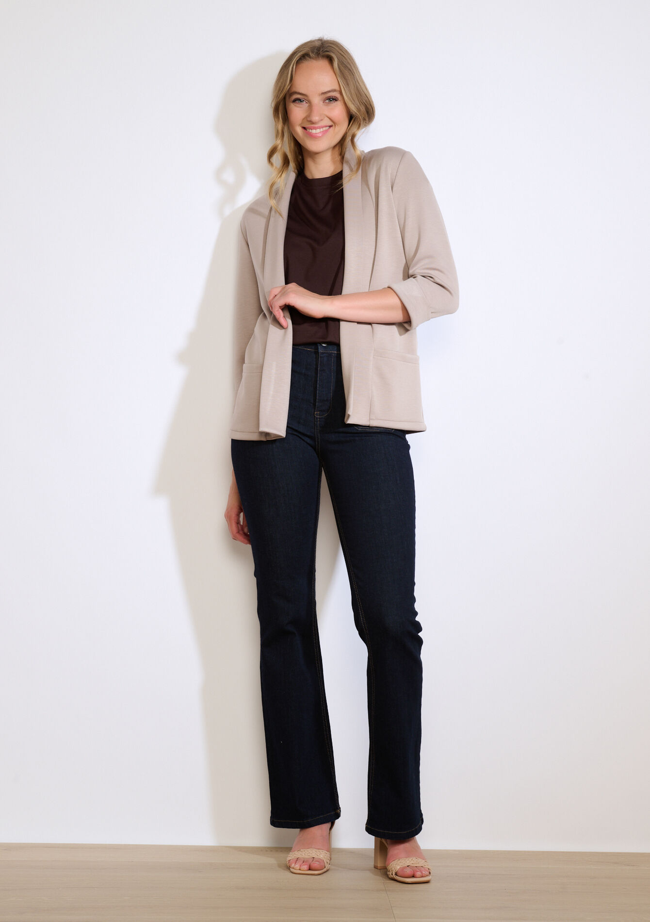 Soepele gestructureerde blazer - LIGHT TAUPE - 09101090_2572