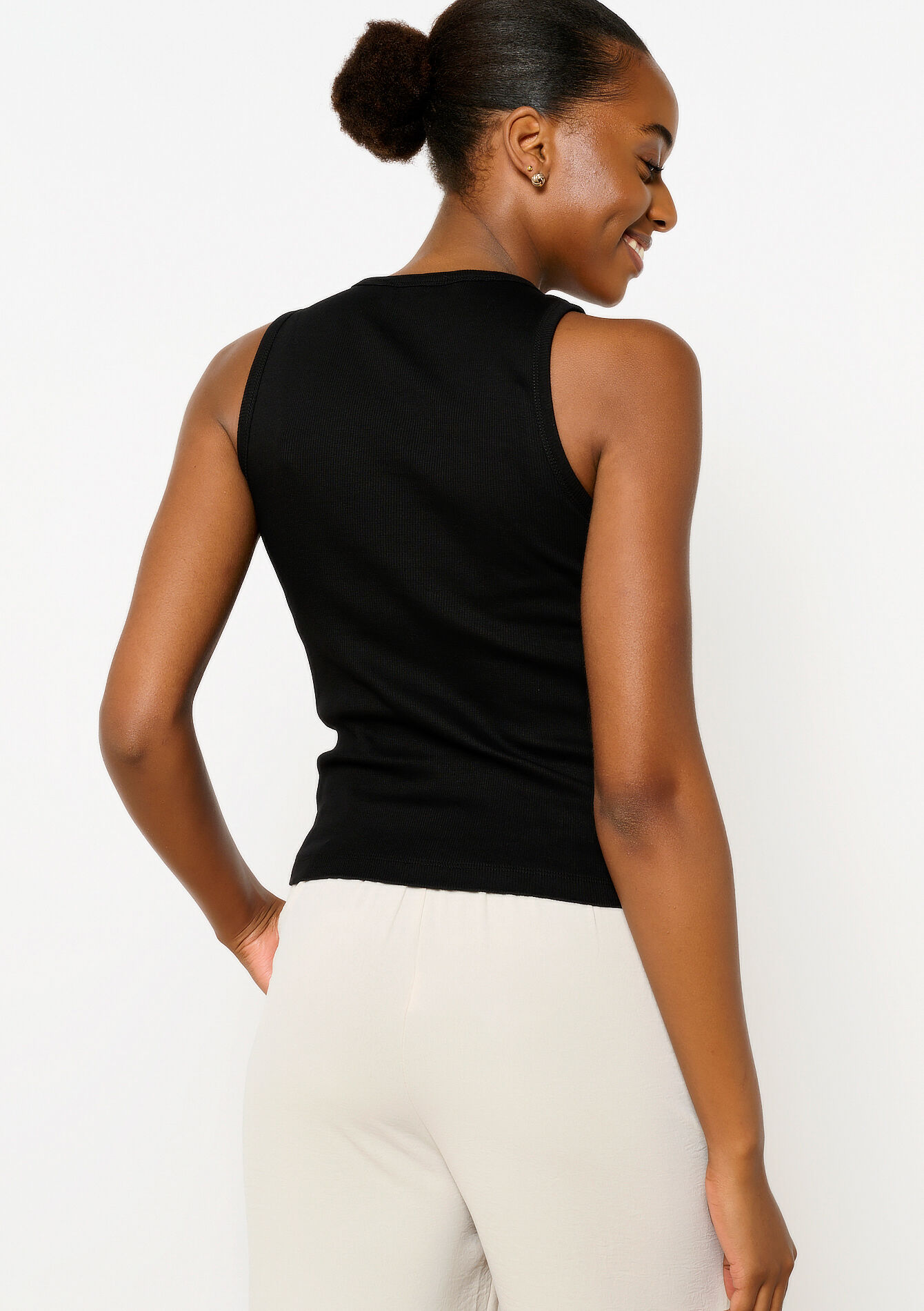 Geribbelde tanktop, Geribbelde tanktop - BLACK - 02200390_1119