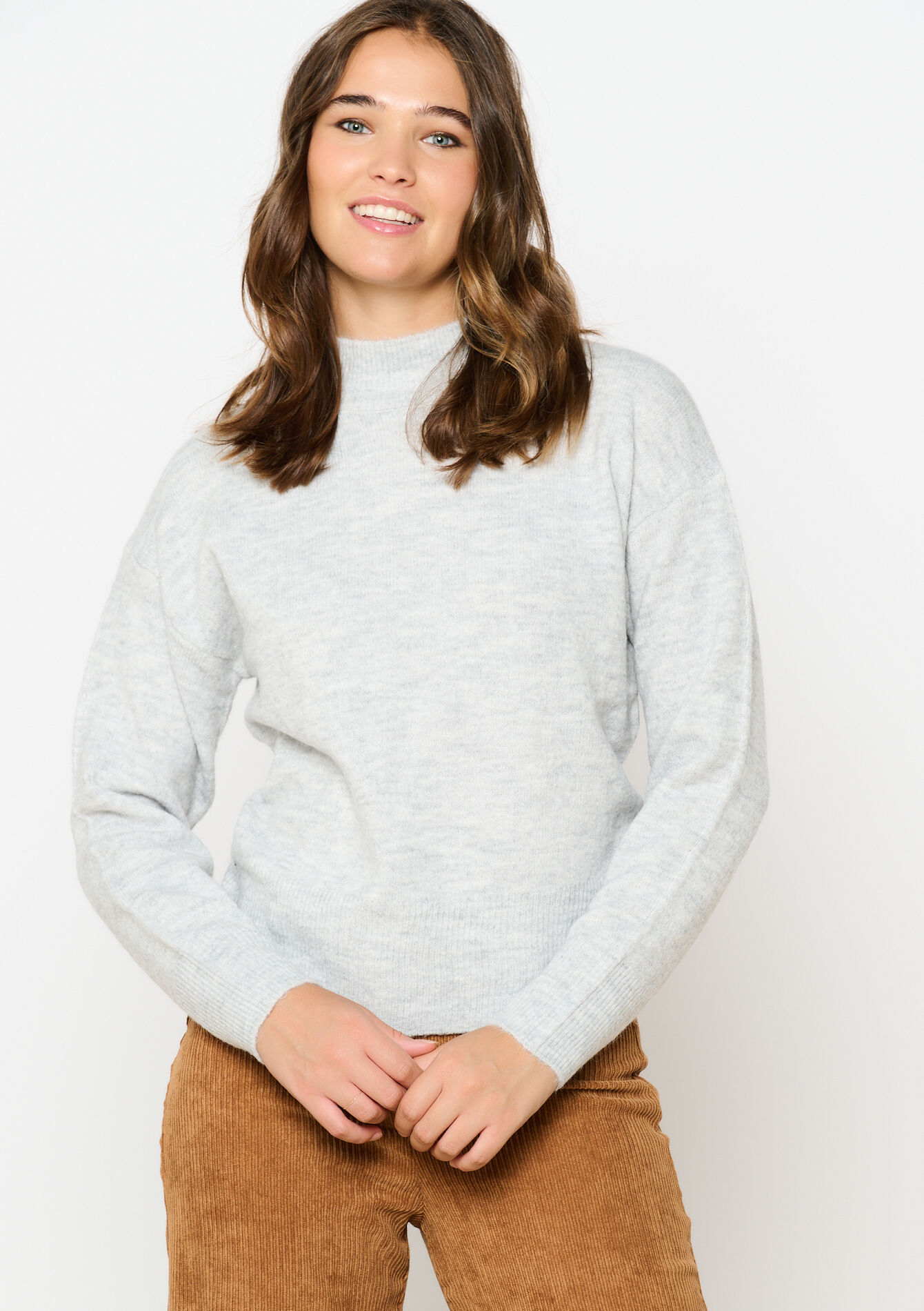 Basic trui met ronde hals, Basic trui met ronde hals - GREY MED MEL - 04006525_3507